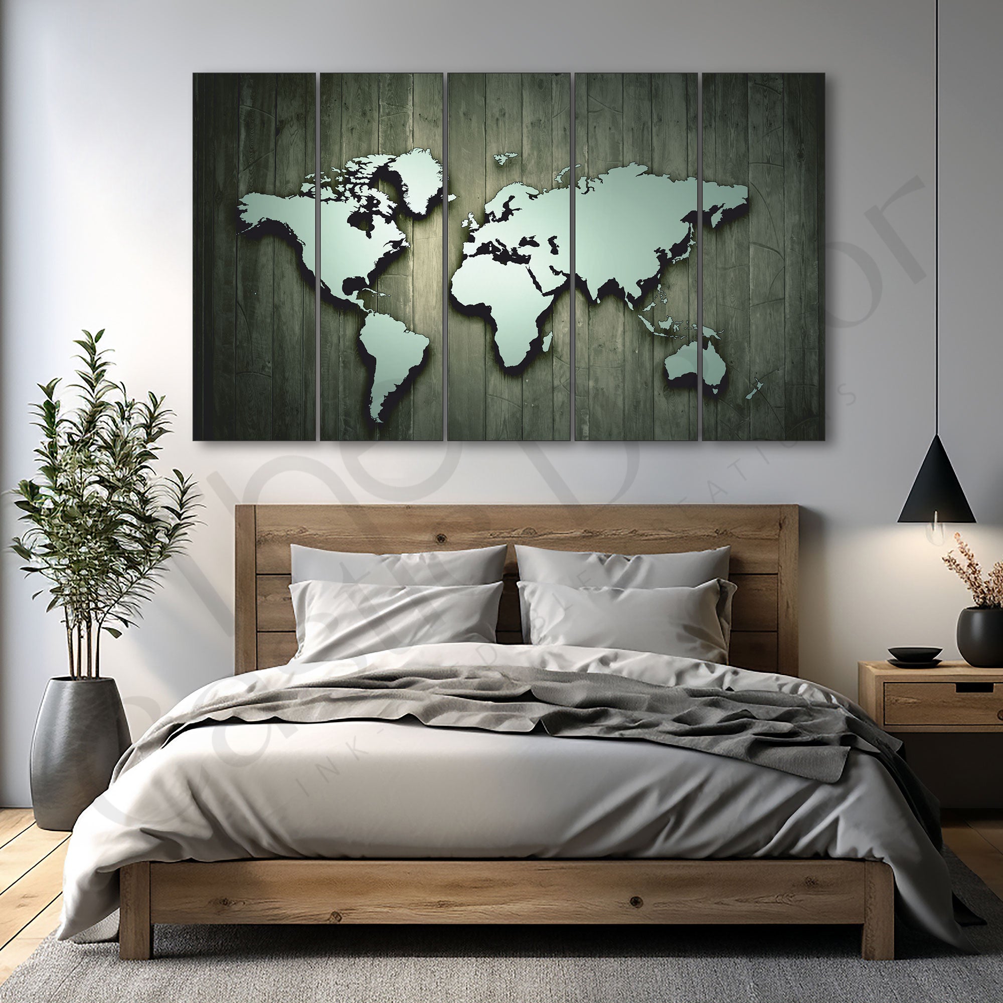 World Map Painting Set of 5 for Home Decoration