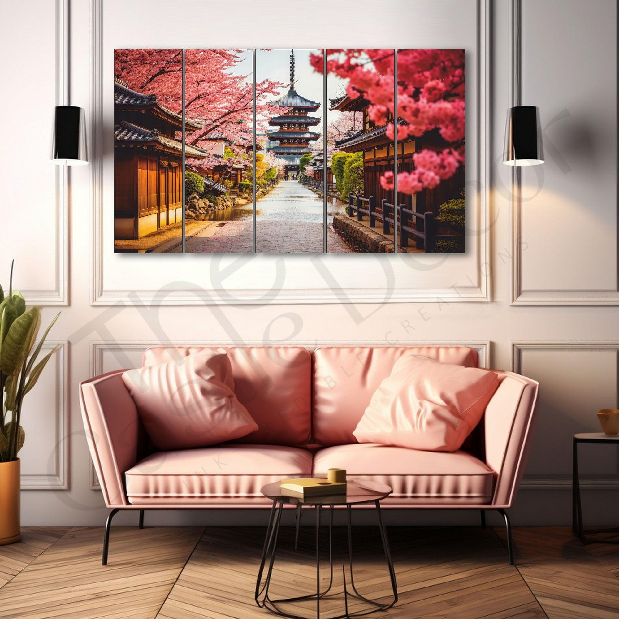 Japanese Street Painting Set of 5 for Home Decoration
