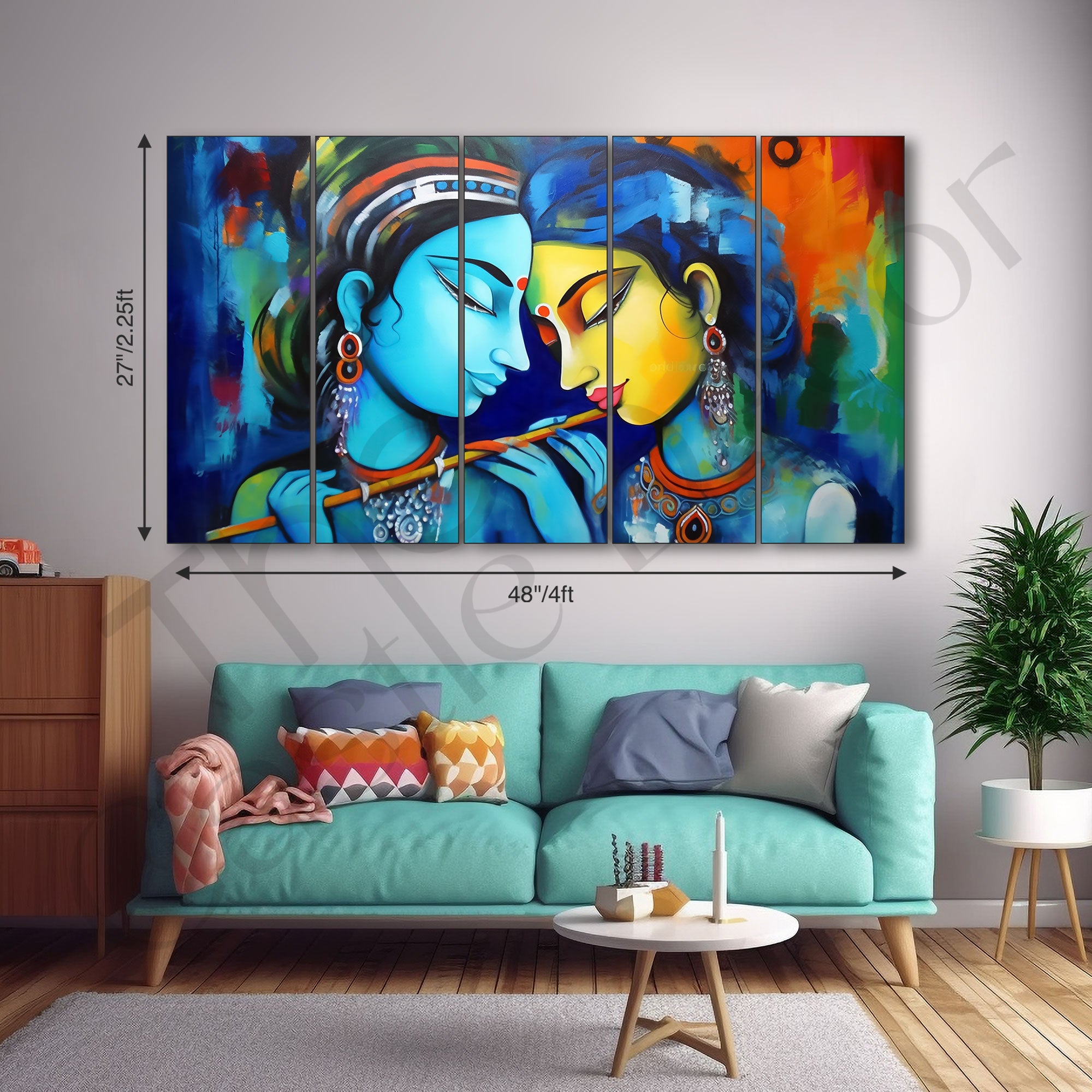 Radha Krishna Painting with frame Big Size Wall Art for living room,Bedroom,Drawing room,Hotels