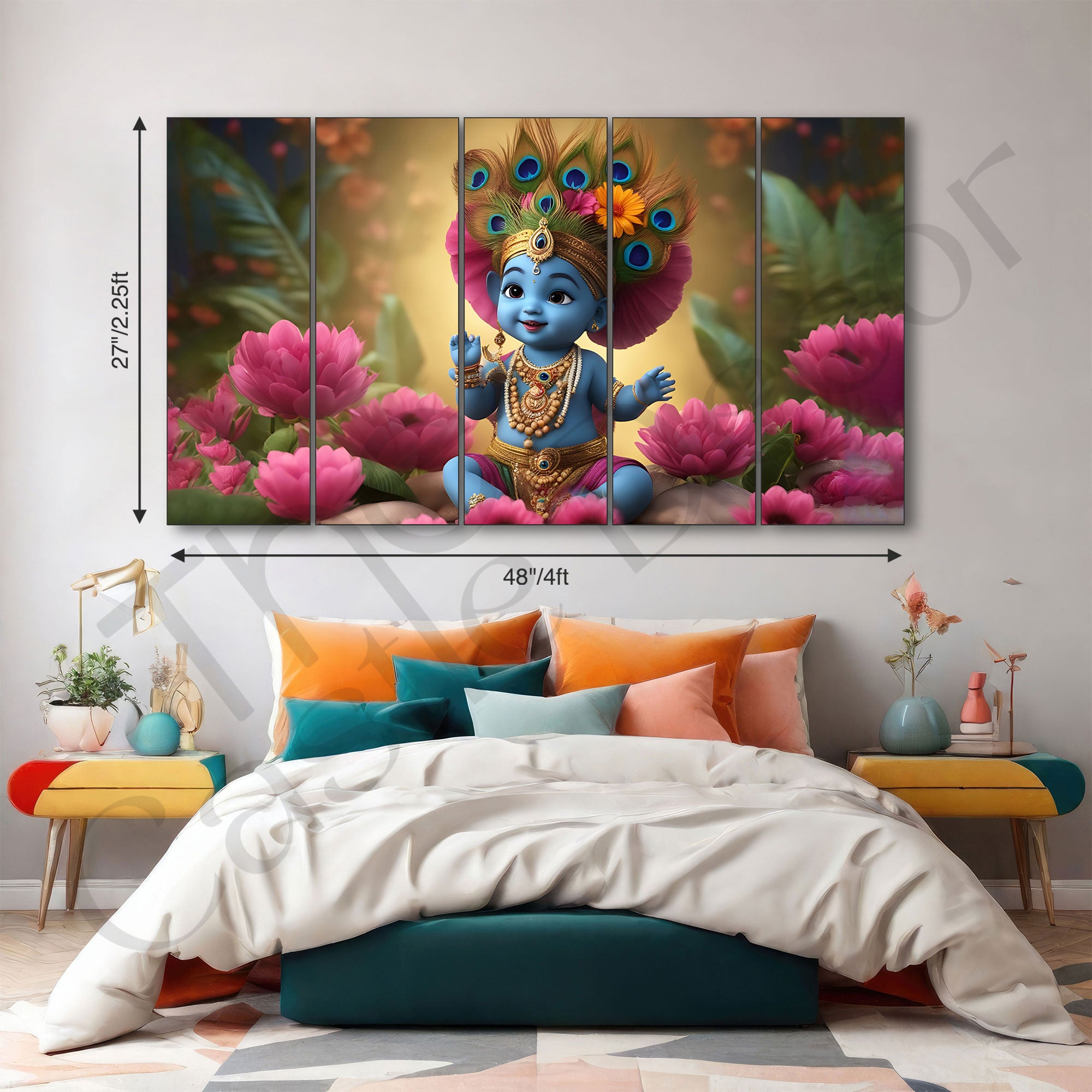 Bal Gopal Painting with frame Big Size Wall Art for living room,Bedroom,Drawing room,Hotels