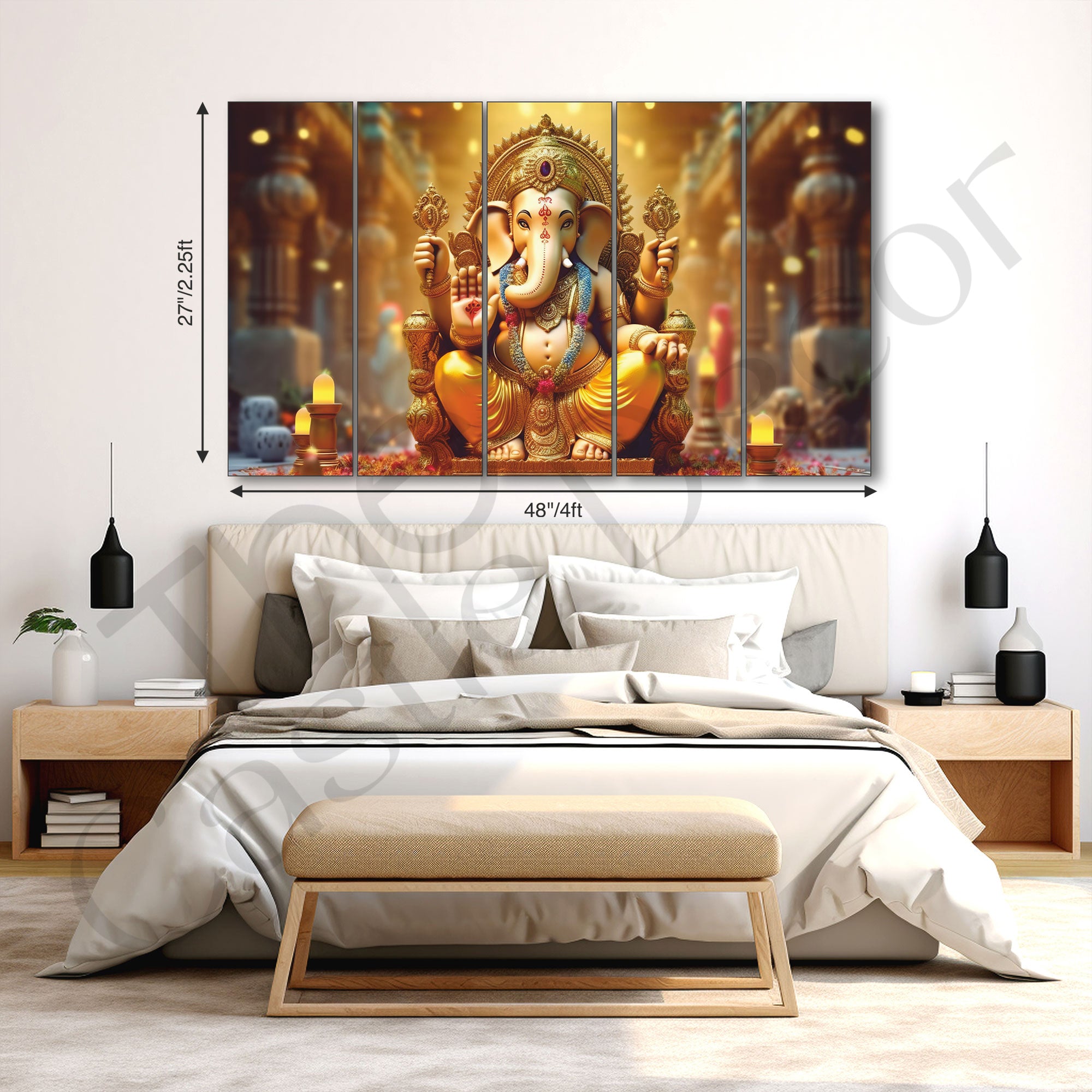 Lord Ganesh Ji Painting with frame Big Size Wall Art for living room,Bedroom,Drawing room,Hotels