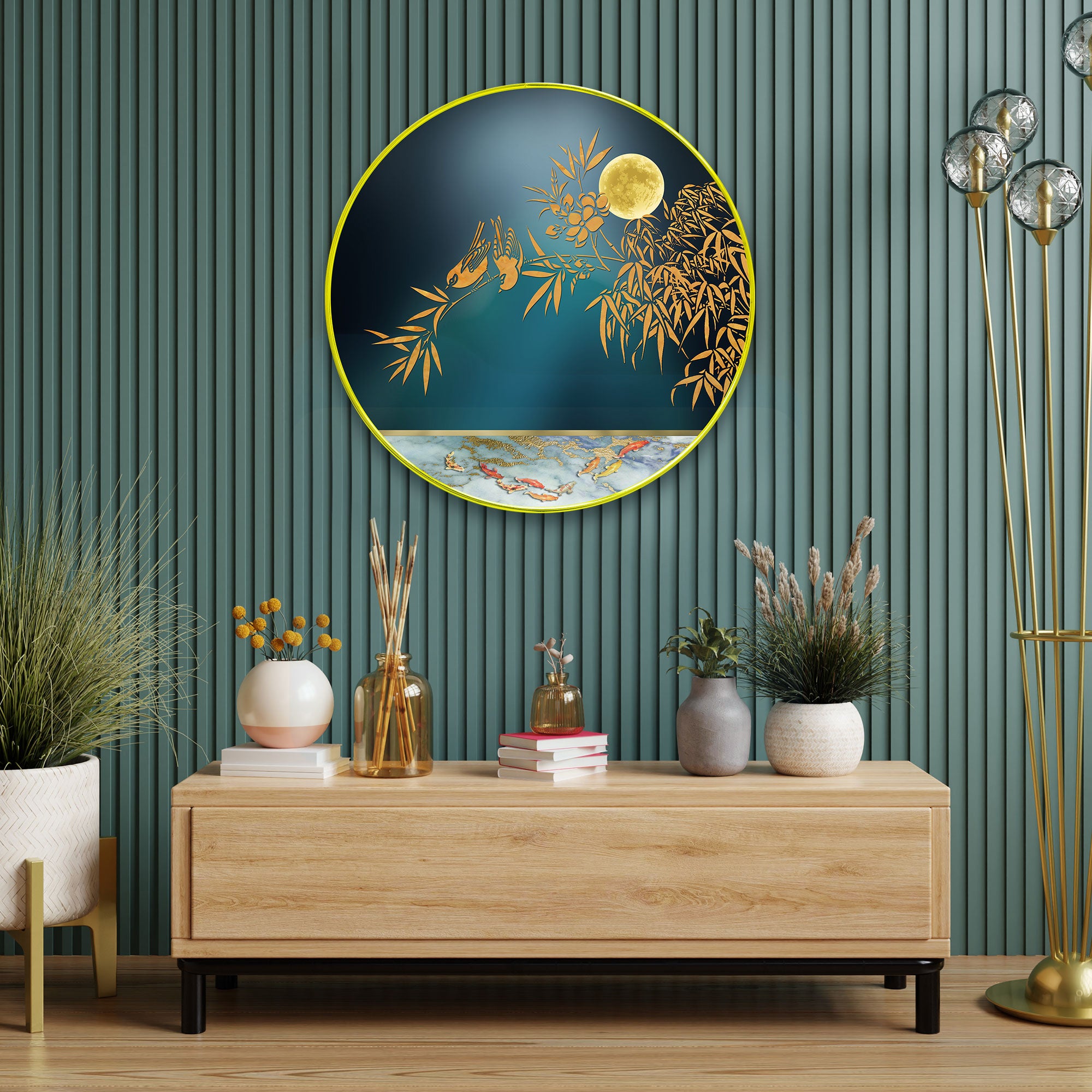 Fishes Sparkle Wooden Wall Plate for Home Decoration Art-14