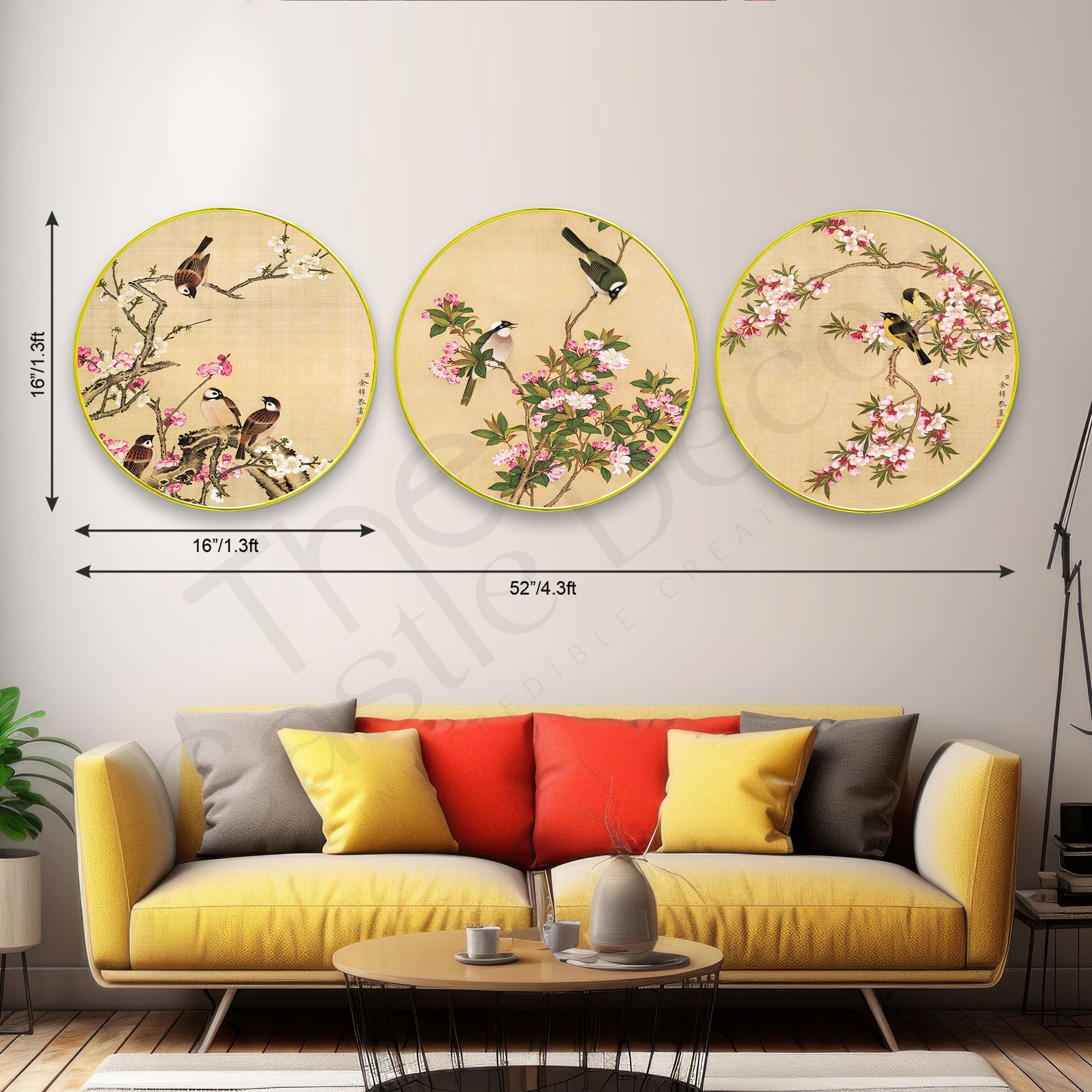 Birds Sparkle Wooden Wall Plates Set of 3 for Home Decoration Art-52