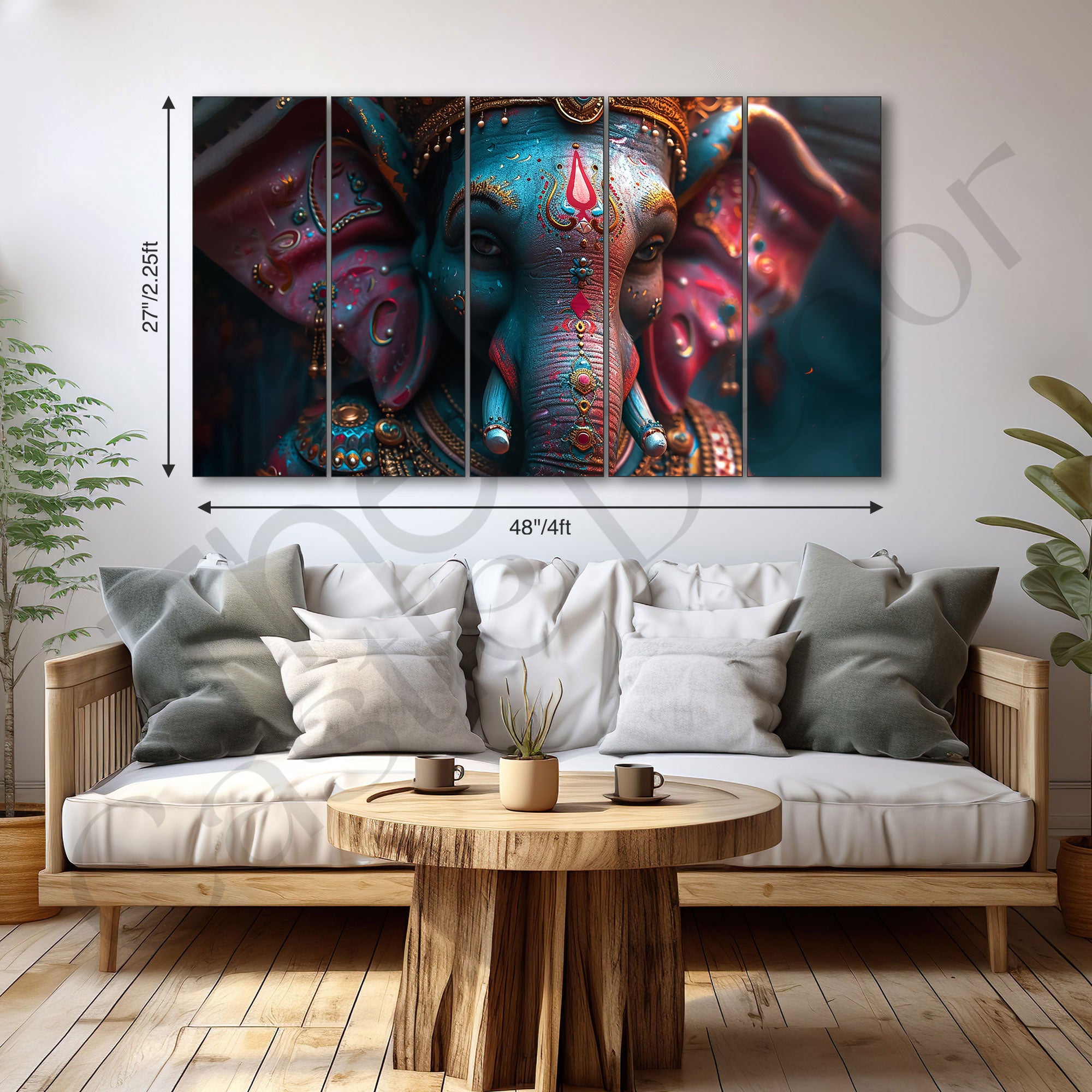 Lord Ganesha Painting with frame Big Size Wall Art for living room,Bedroom,Drawing room,Hotels