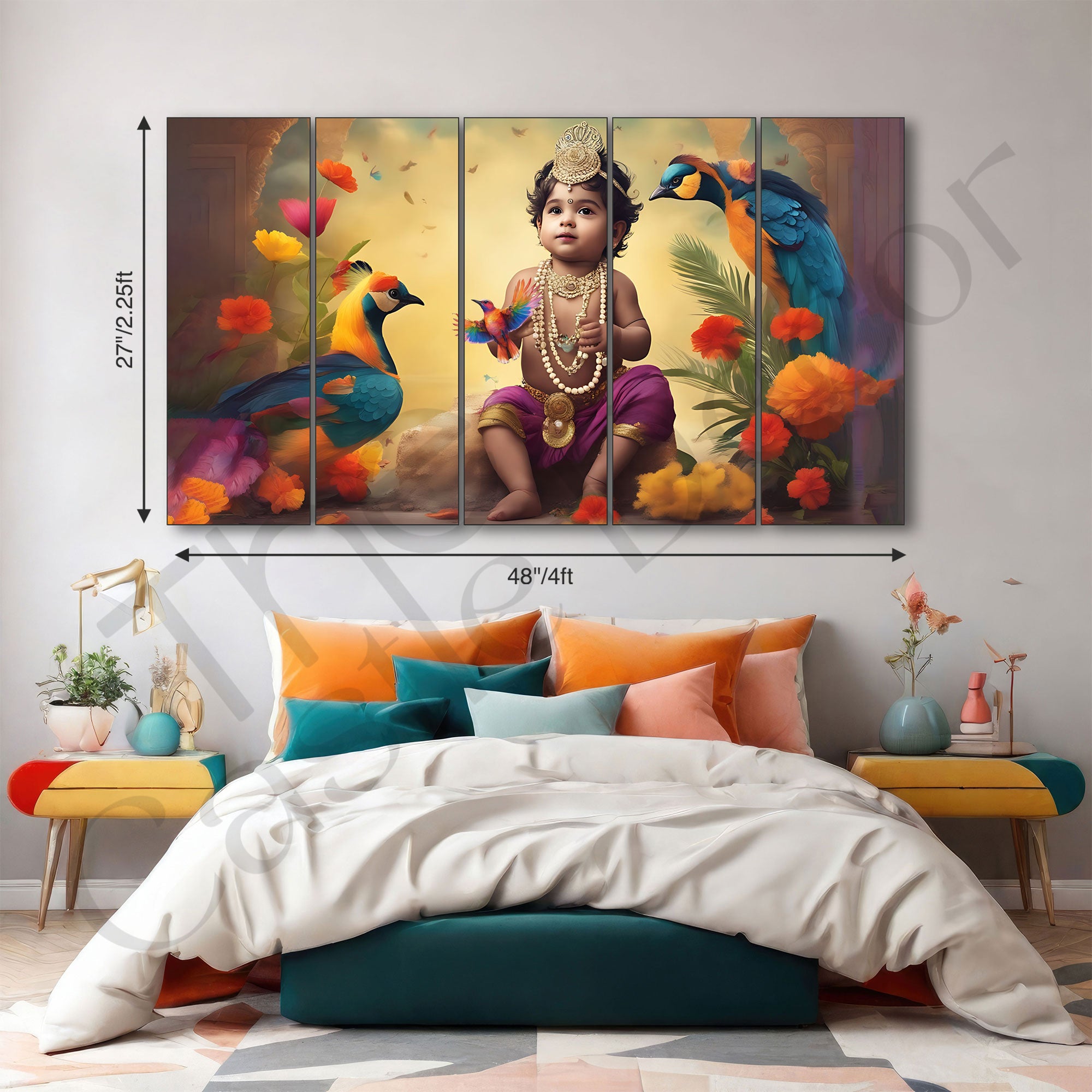 Bal Gopal Painting with frame Big Size Wall Art for living room,Bedroom,Drawing room,Hotels
