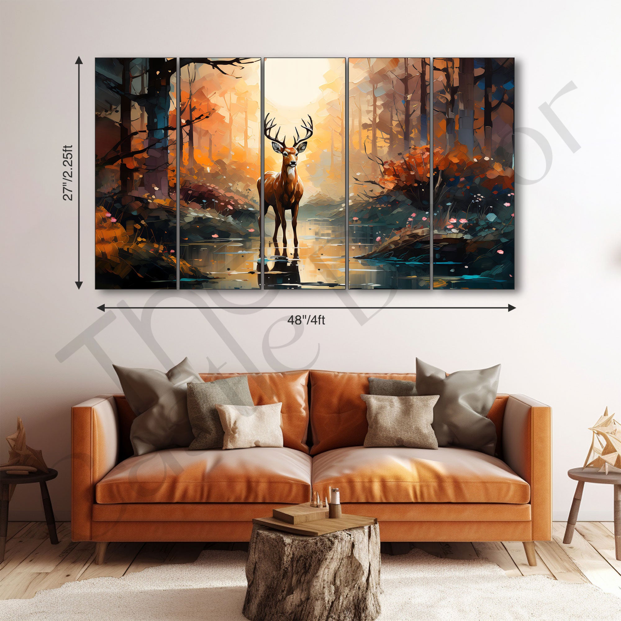 Deer Painting with frame Big Size Wall Art for living room,Bedroom,Drawing room,Hotels