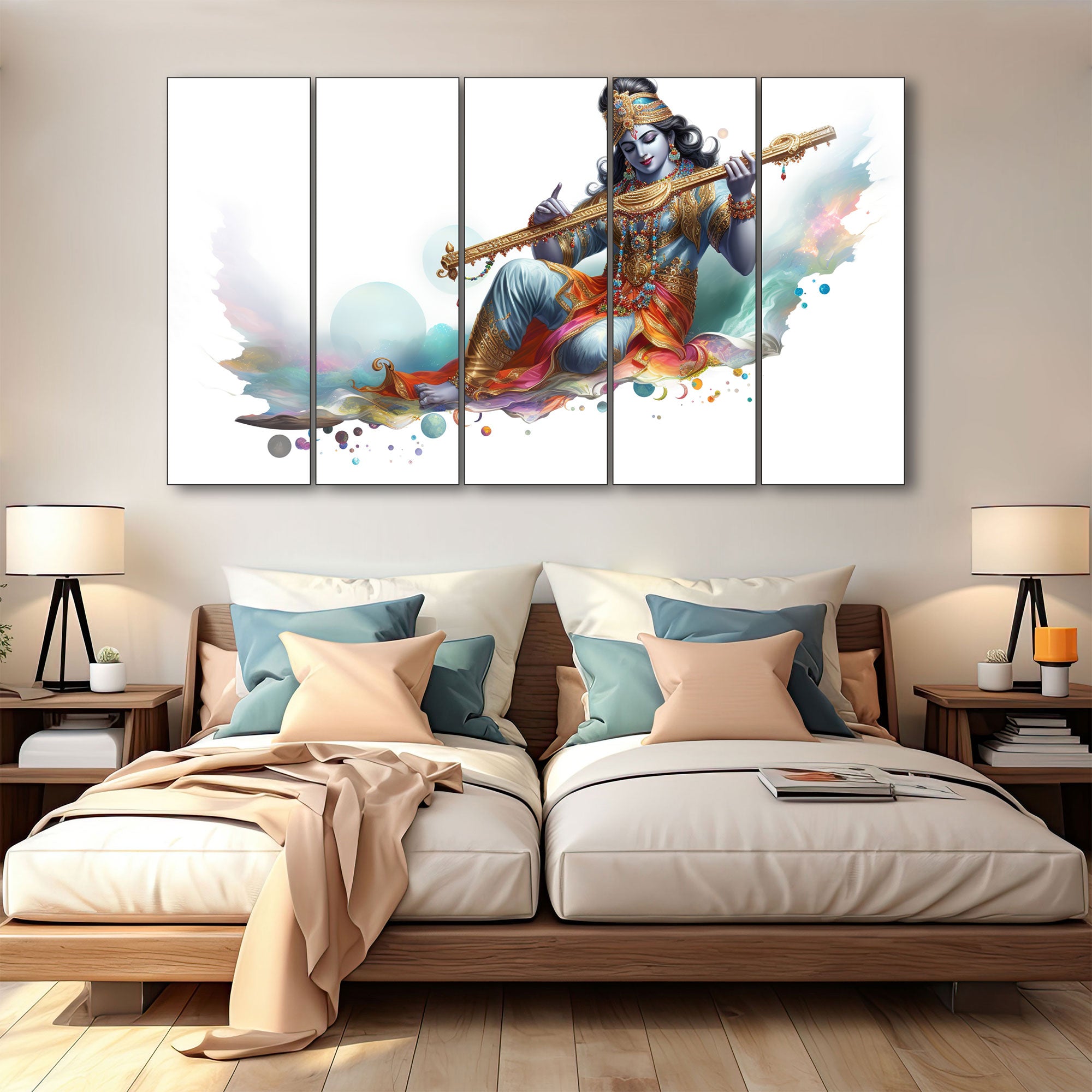 Krishna Ji Painting with frame Big Size Wall Art for living room,Bedroom,Drawing room,Hotels