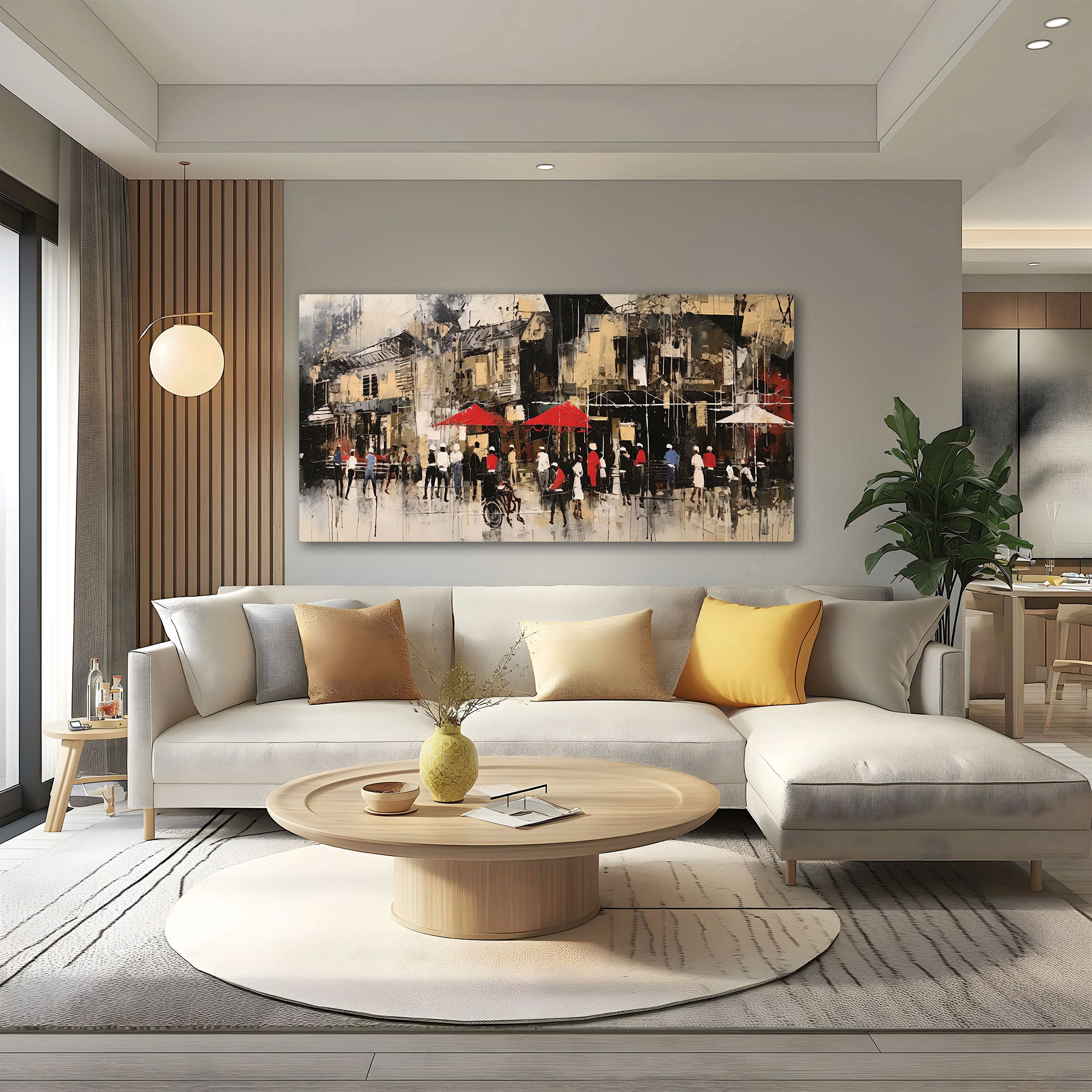 Market sqaure Canvas painting with frame Big Size Wall Art for living room,Bedroom,Drawing room,Hotels