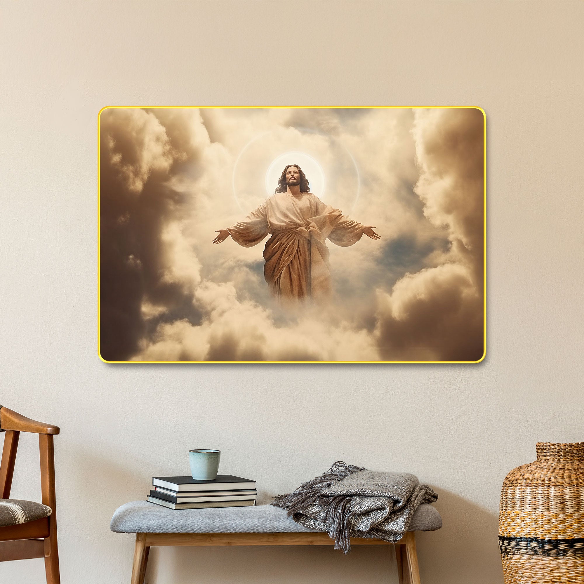 The Castle Decor Jesus Wall Art Painting with Wooden Frame | Spiritual Christian Wall Décor for Living Room, Bedroom, Office & Home | Religious Gift Option