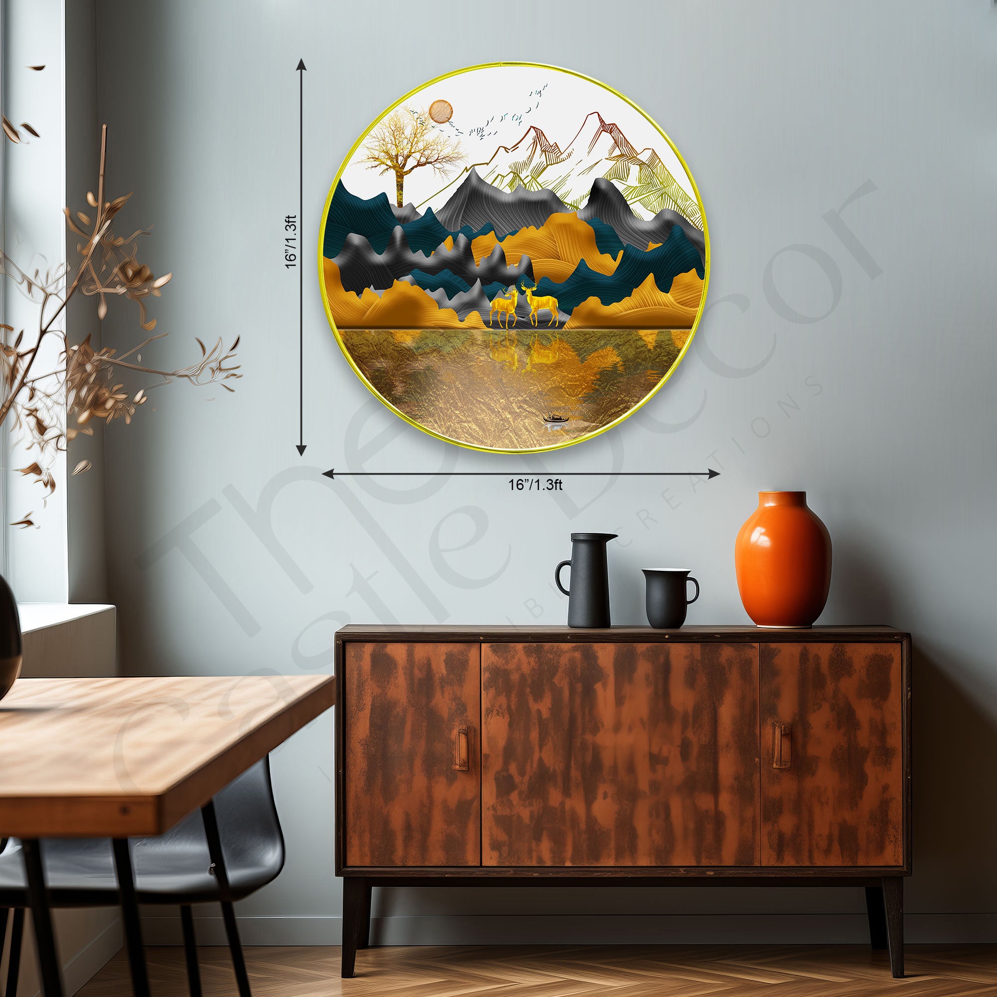 Deer Sparkle Wooden Wall Plate for Home Decoration Art-09