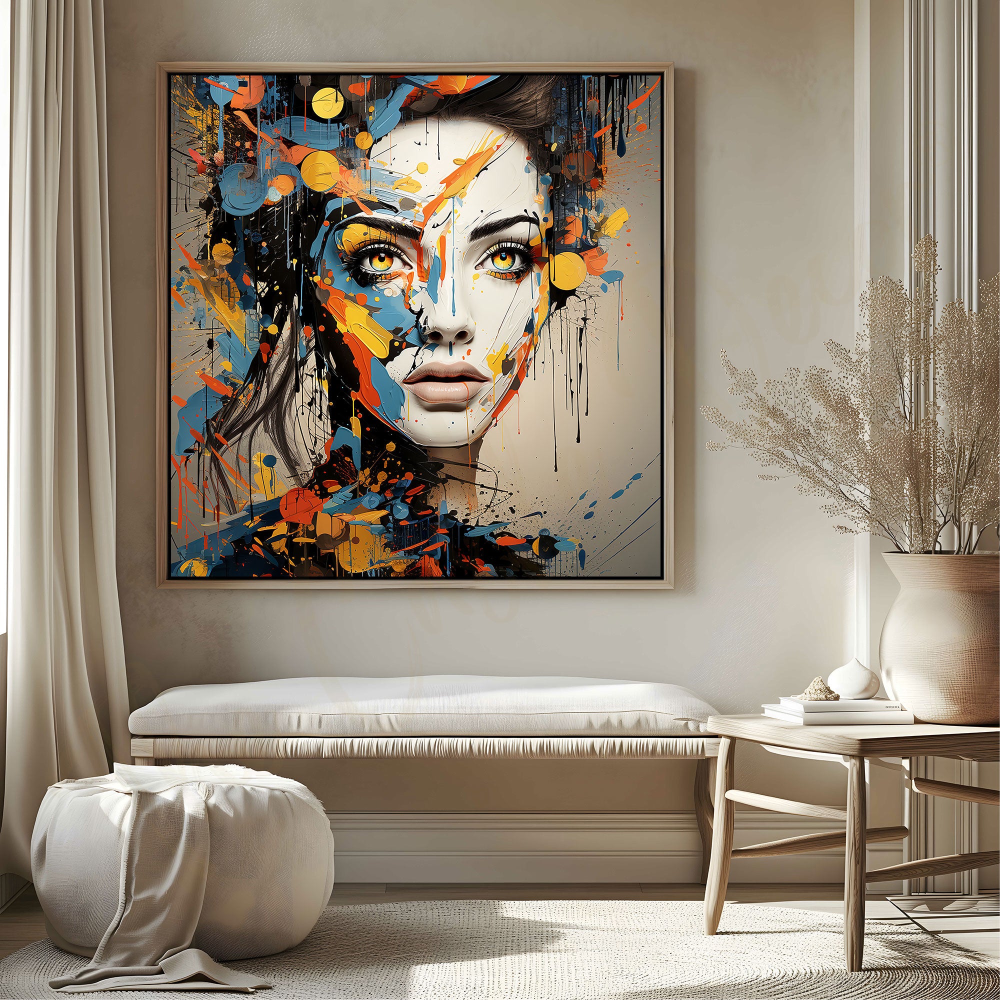FaceAbstract painting with frame Big Size Wall Art for living room,Bedroom,Drawing room,Hotels