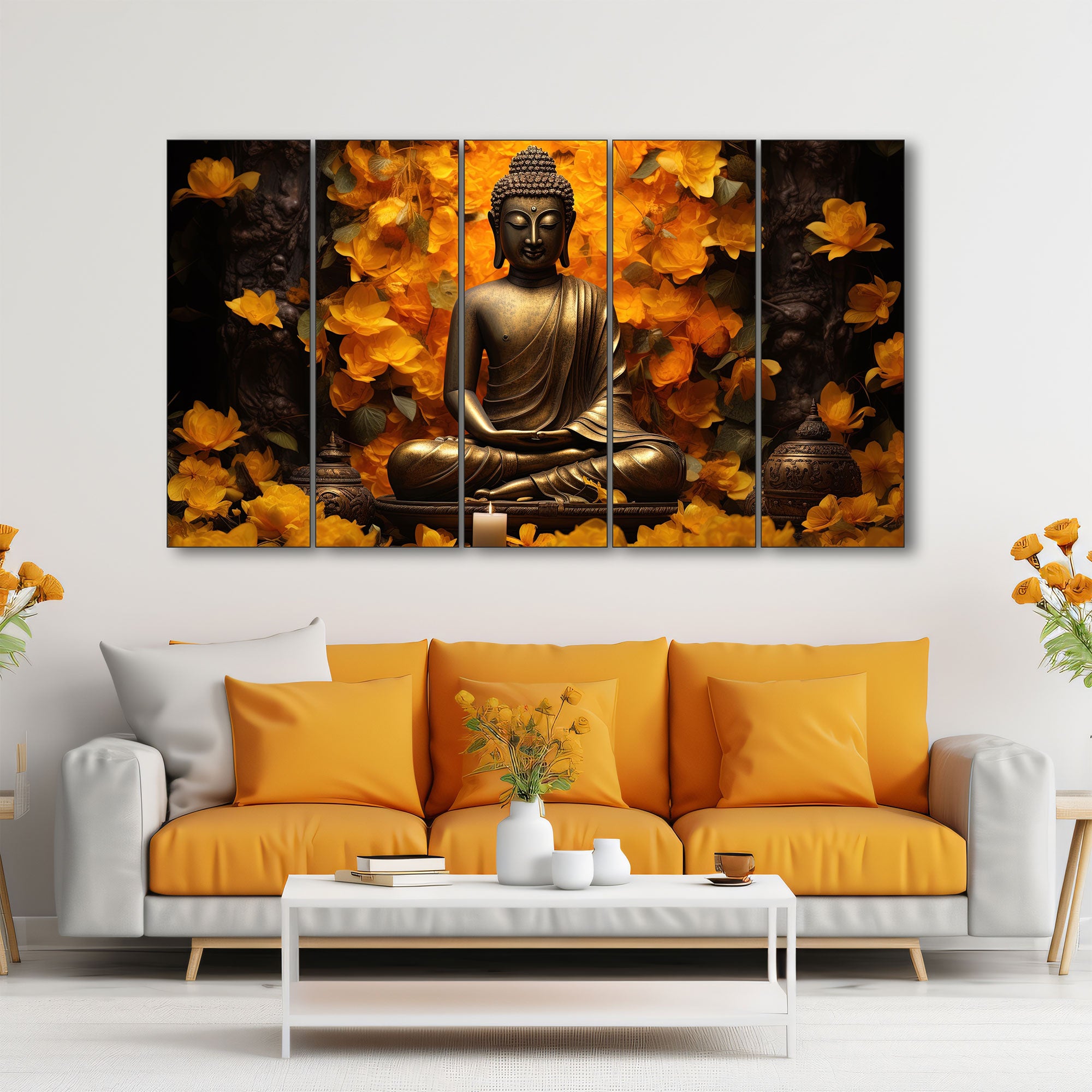 Lord Budha Painting with frame Big Size Wall Art for living room,Bedroom,Drawing room,Hotels