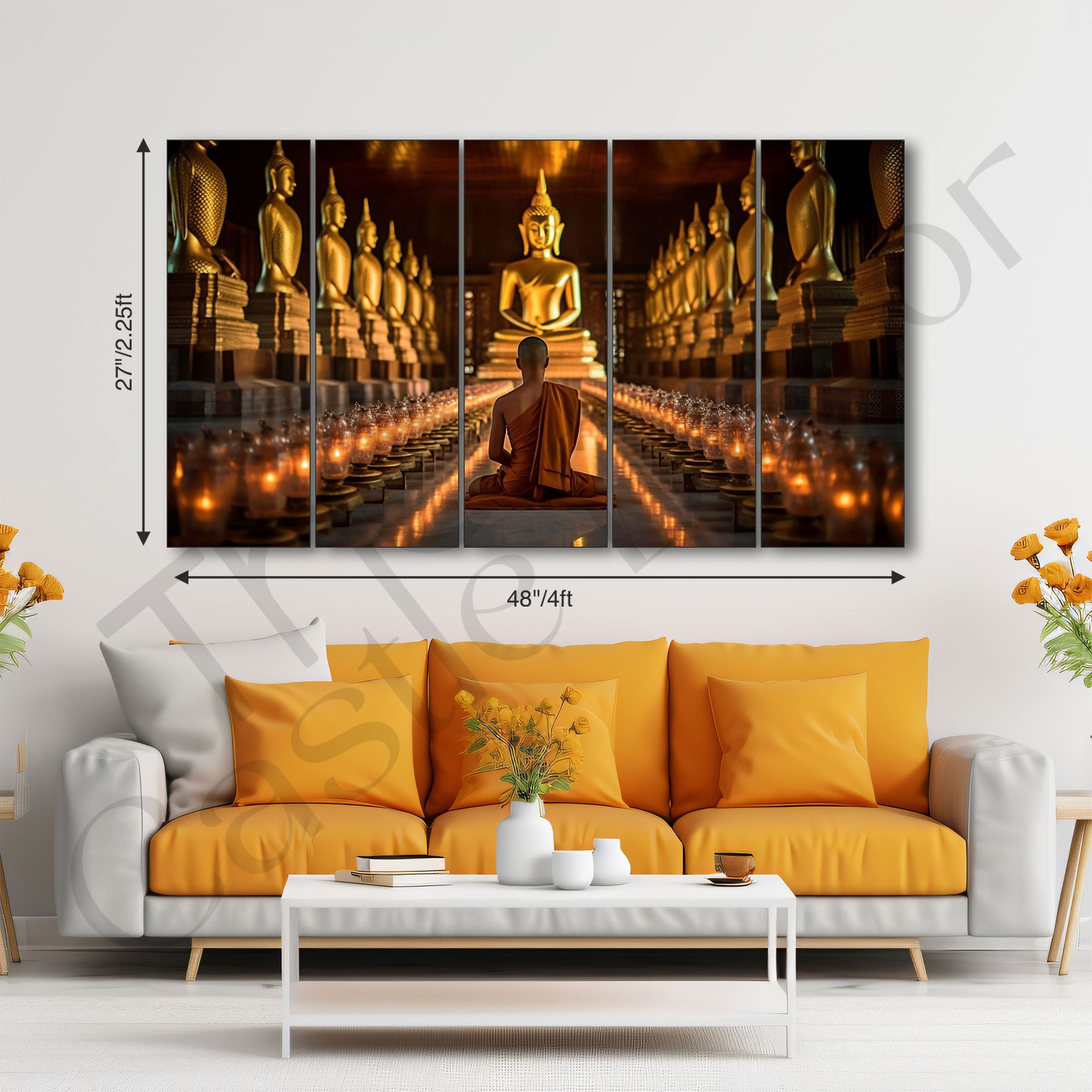 Lord Budha Painting with frame Big Size Wall Art for living room,Bedroom,Drawing room,Hotels