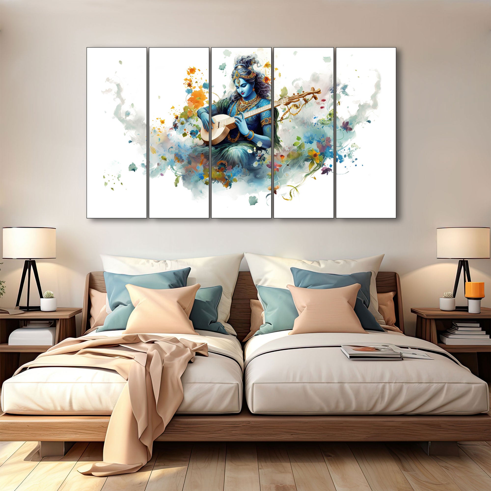 Krishna Ji Painting with frame Big Size Wall Art for living room,Bedroom,Drawing room,Hotels