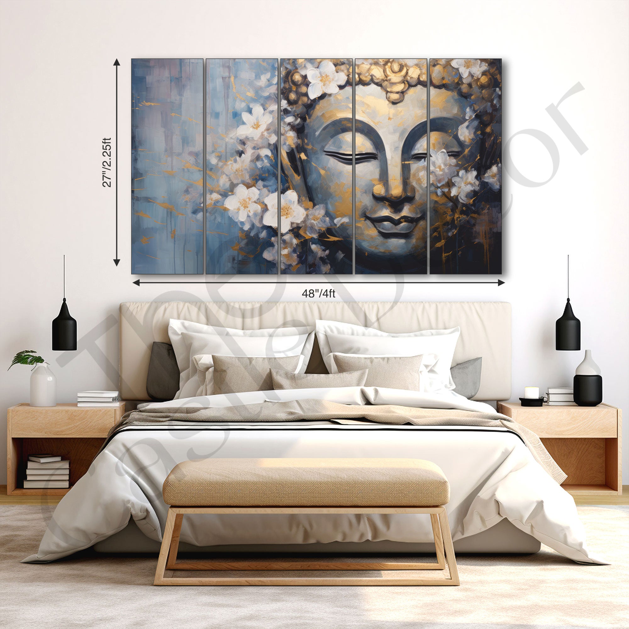Lord Budha Painting with frame Big Size Wall Art for living room,Bedroom,Drawing room,Hotels