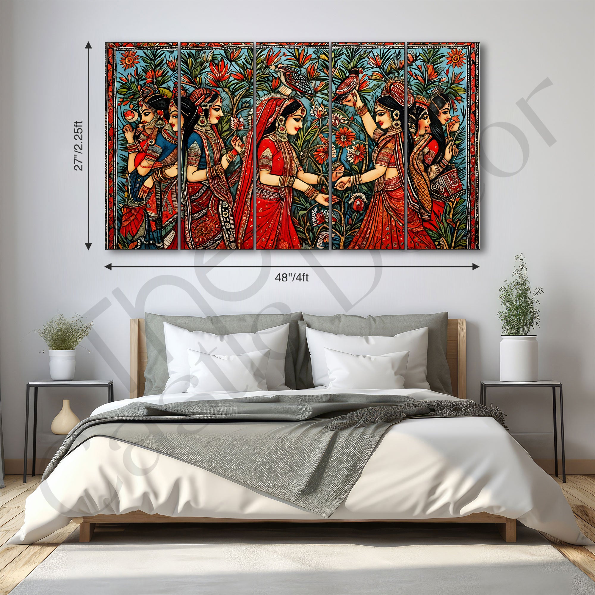 Pichwai Madhubani Art Painting with frame Big Size Wall Art for living room,Bedroom,Drawing room,Hotels