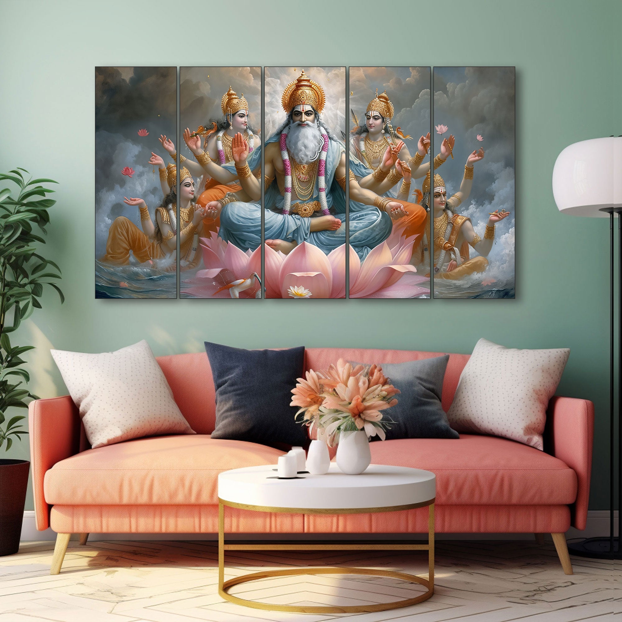 Brahma ji Painting with frame Big Size Wall Art for living room,Bedroom,Drawing room,Hotels