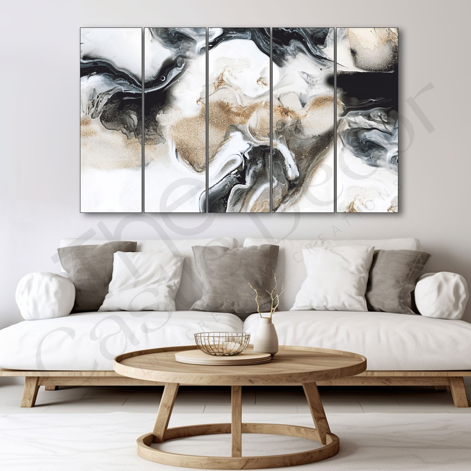 Modern Marble Painting Set of 5 for Home Decoration