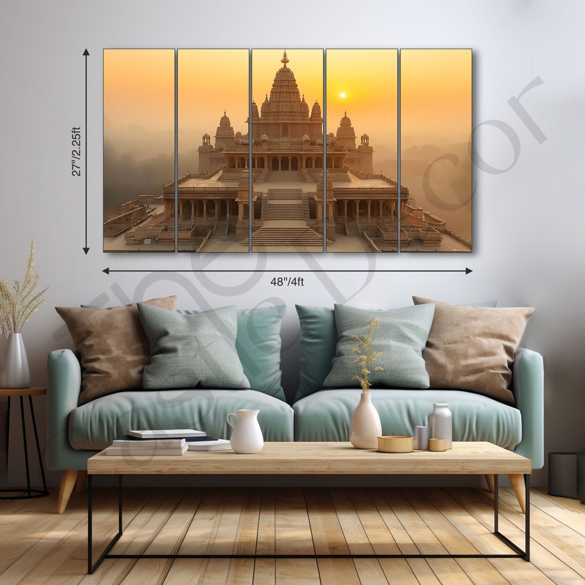 Ram Mandir Painting with frame Big Size Wall Art for living room,Bedroom,Drawing room,Hotels