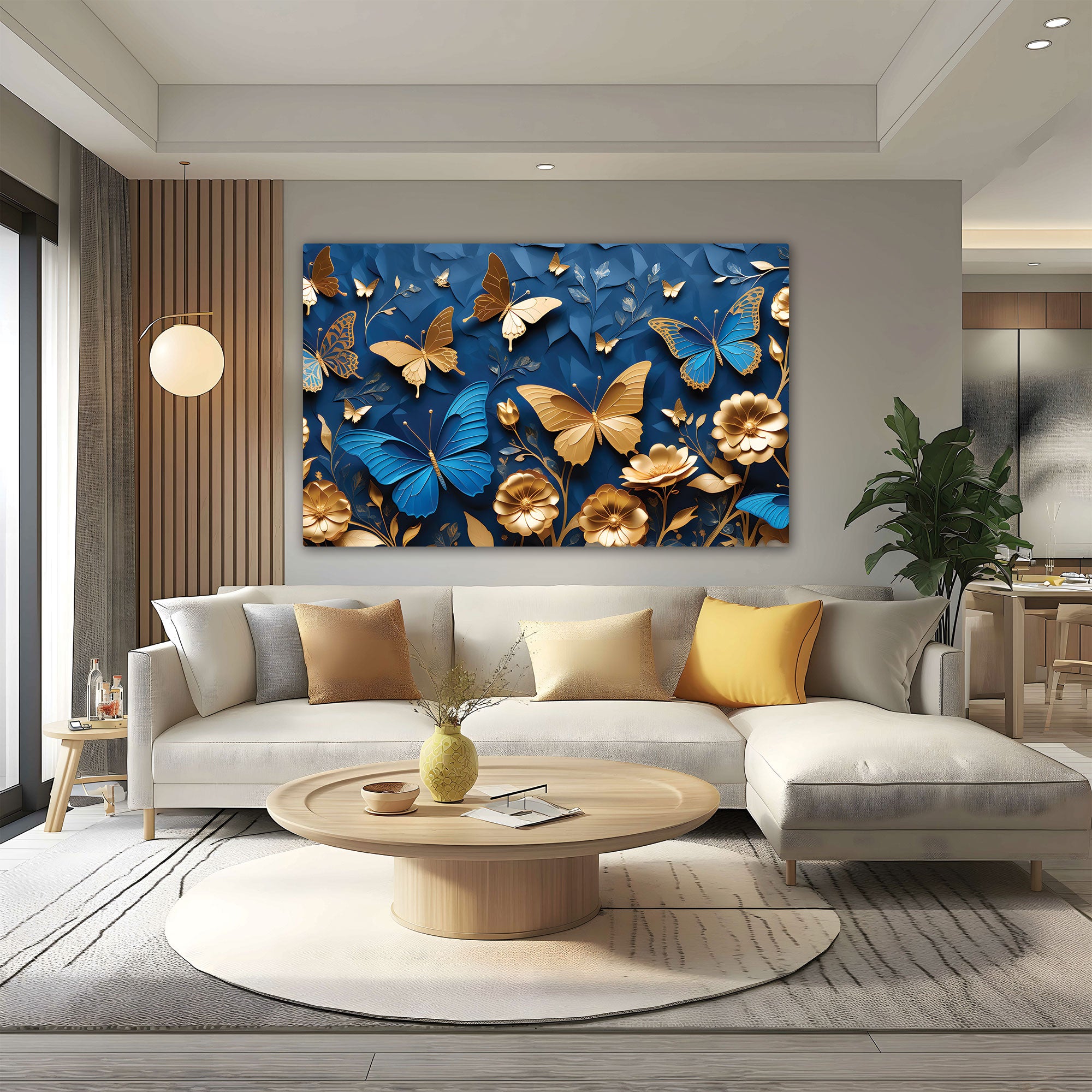 Golden butterflies Canvas painting Big Size Wall Art for living room,Bedroom,Drawing room,Hotels