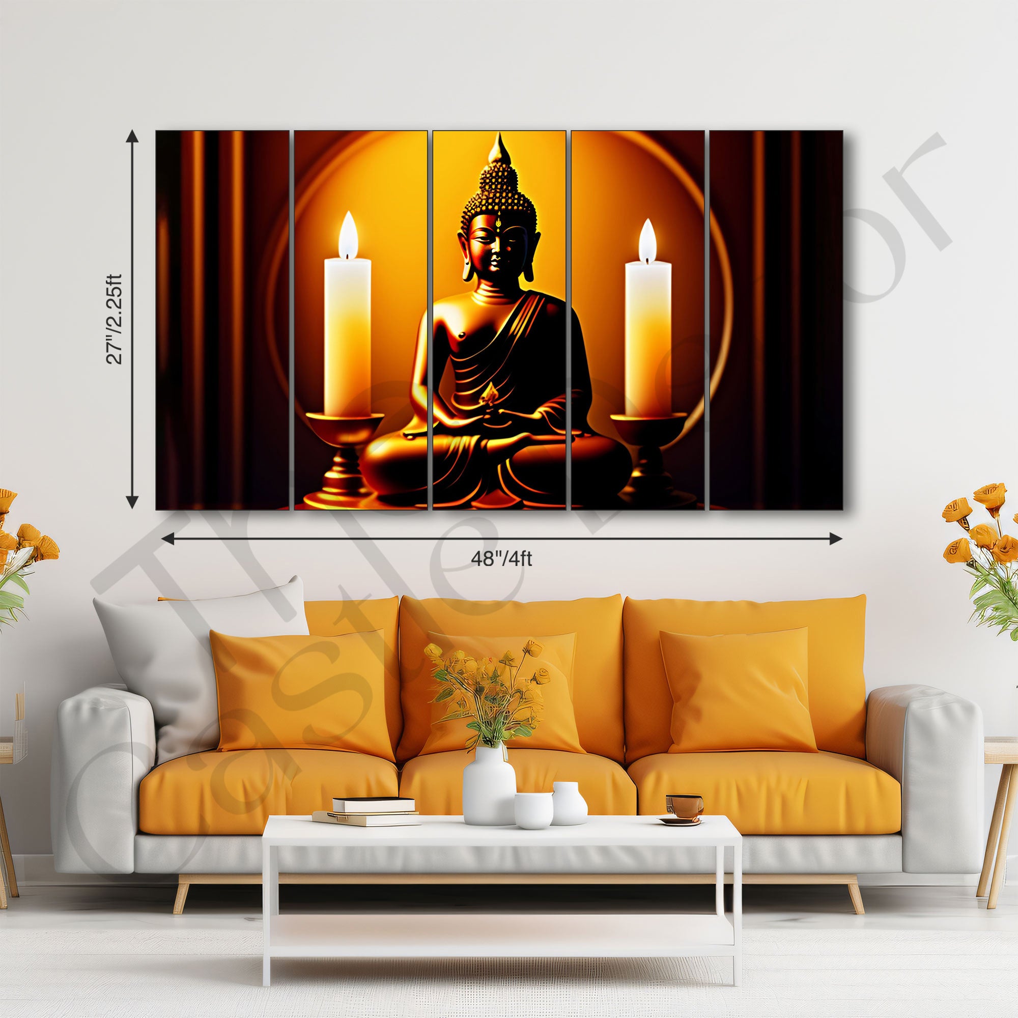 Lord Budha Painting with frame Big Size Wall Art for living room,Bedroom,Drawing room,Hotels