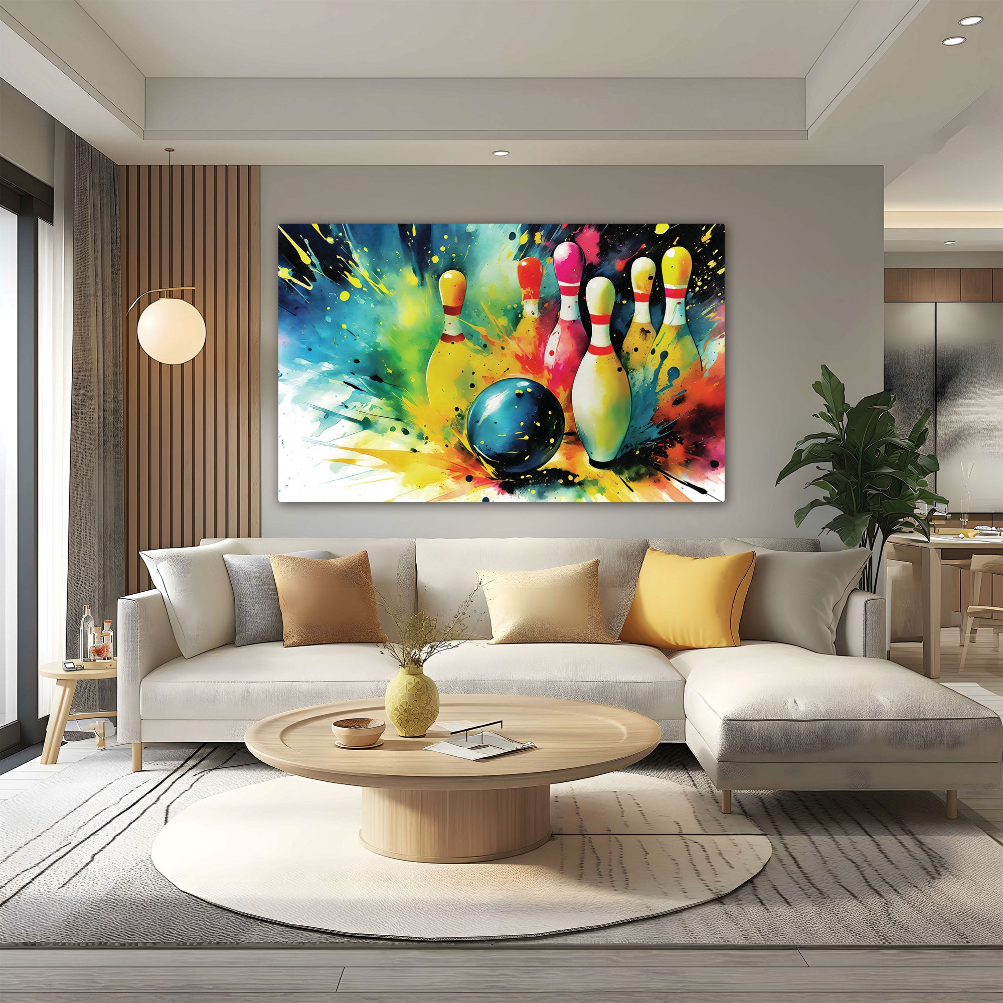 The Castle Decor bowling ball abstract canvas/Sparkle painting with frame Big Size Wall Art for living room,Bedroom,Drawing room,Hotels-Wooden Framed-Digital Painting