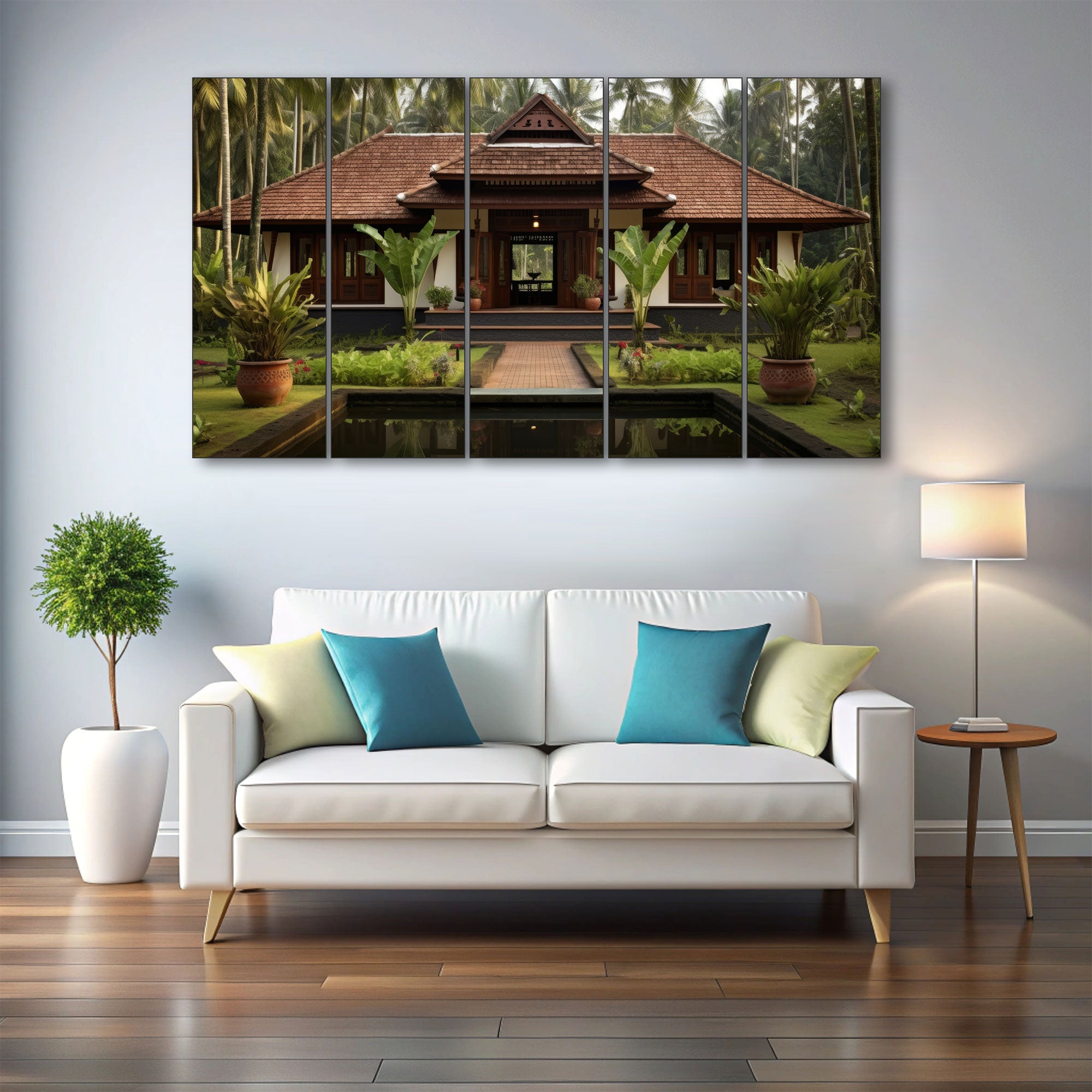 Kerala House Painting with frame Big Size Wall Art for living room,Bedroom,Drawing room,Hotels