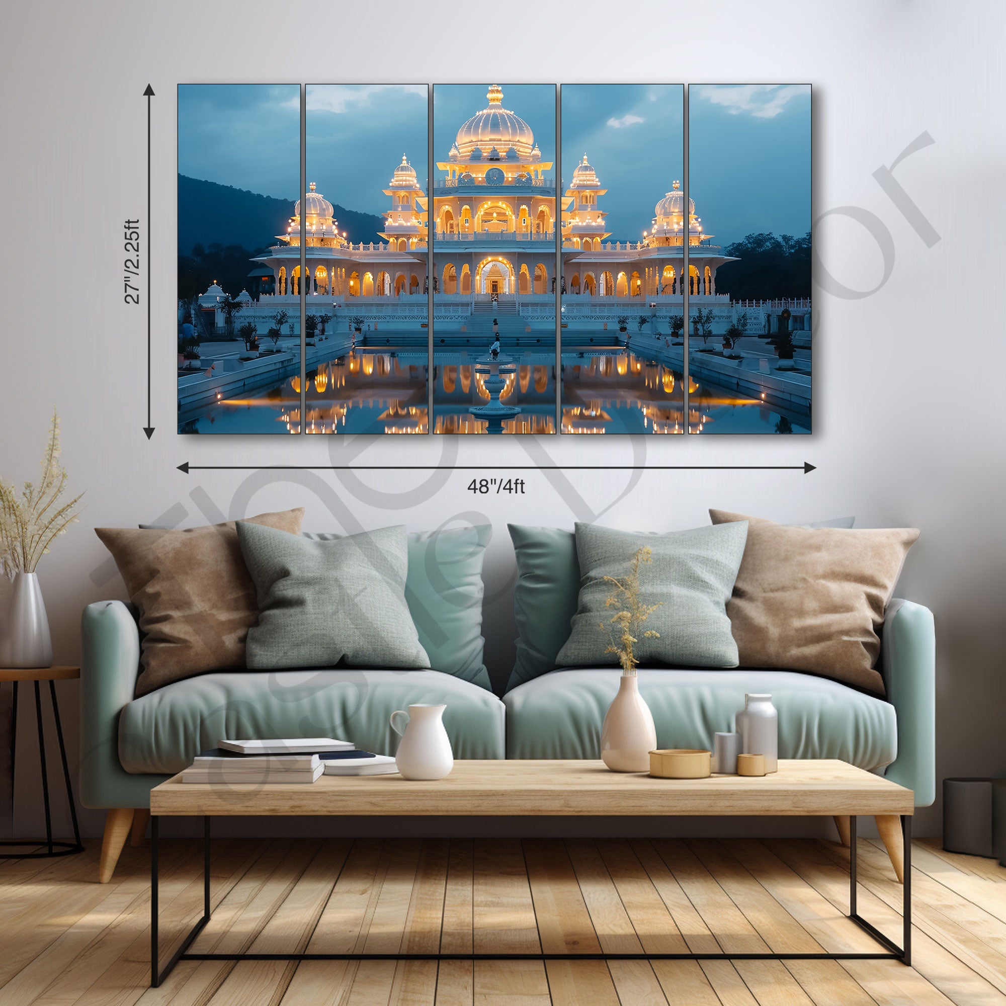 Ram Mandir Painting with frame Big Size Wall Art for living room,Bedroom,Drawing room,Hotels