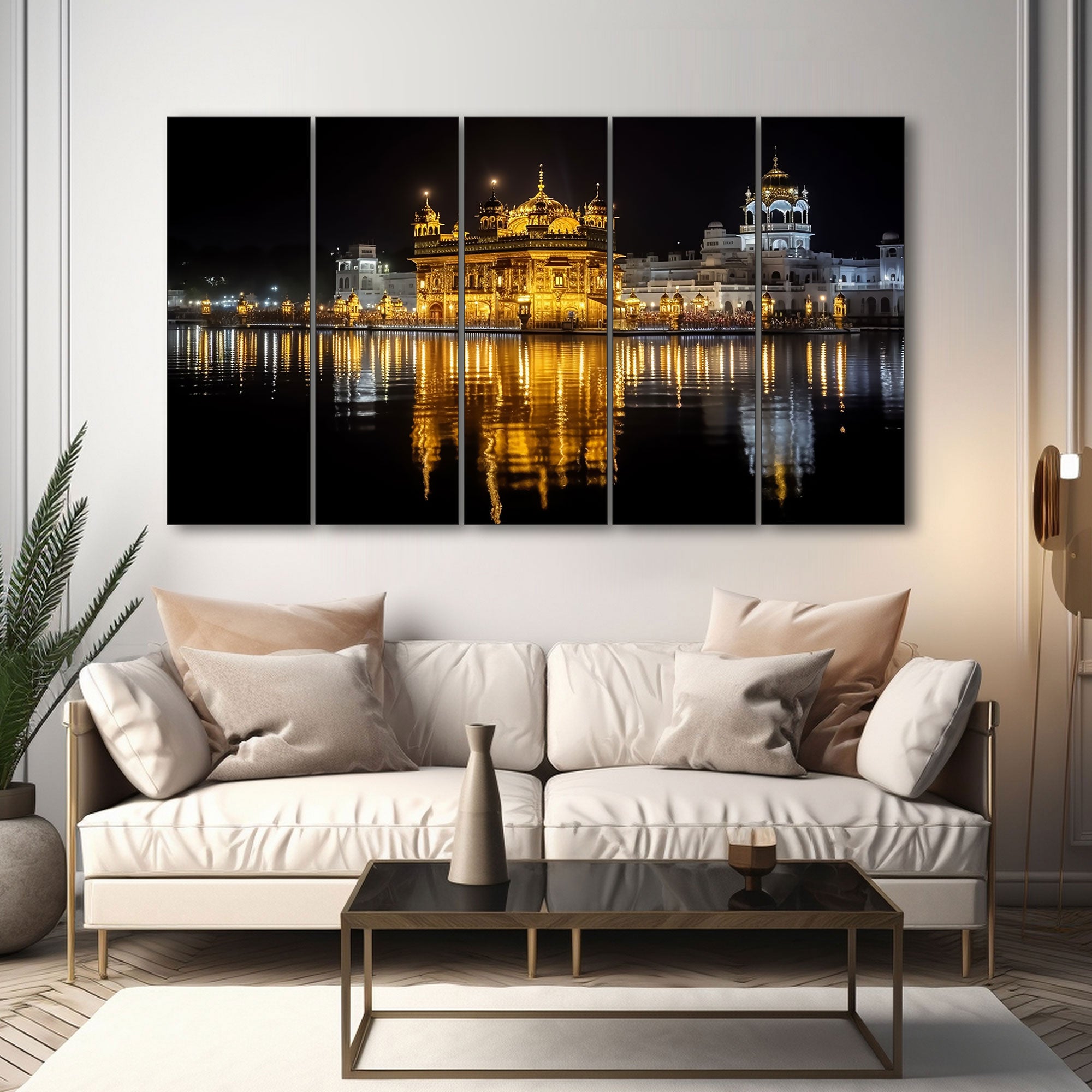 Golden Temple Painting with frame Big Size Wall Art for living room,Bedroom,Drawing room,Hotels 36x60"