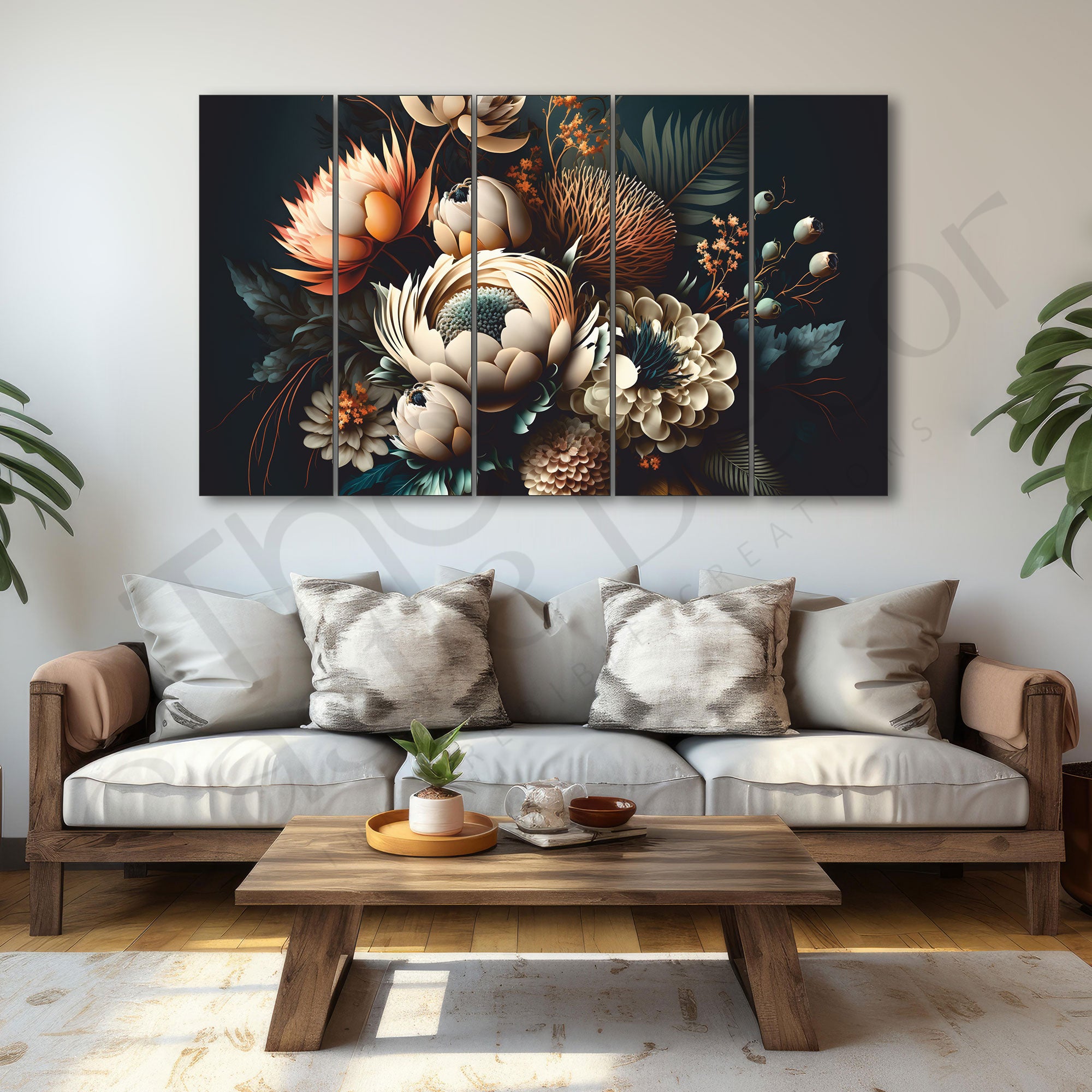 Lord Beautiful Floral Painting Set of 5 for Home Decoration