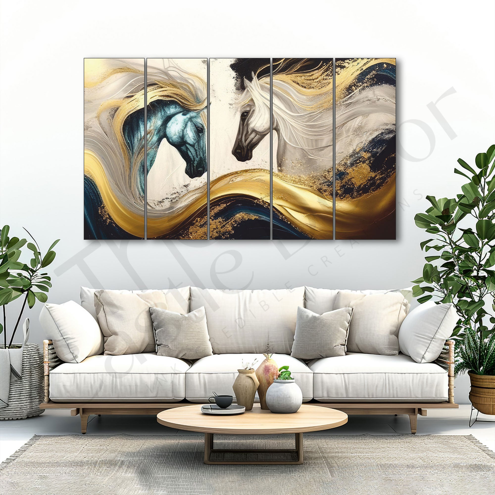 Vastu Modern Horses Painting Set of 5 for Home Decoration