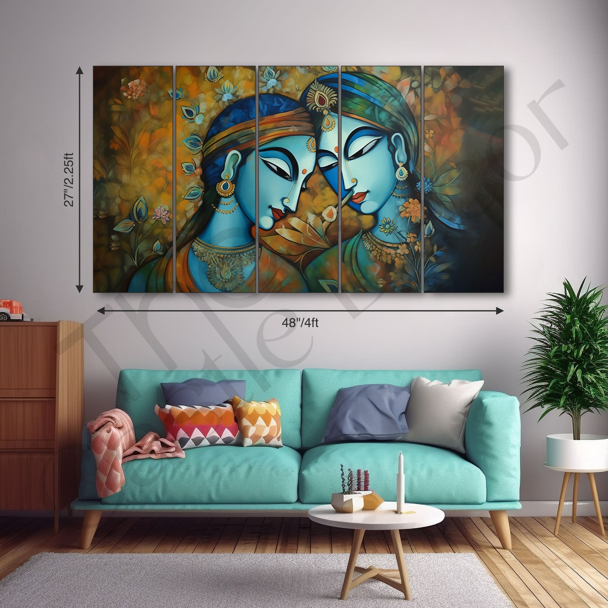 Radha Krishna Painting with frame Big Size Wall Art for living room,Bedroom,Drawing room,Hotels