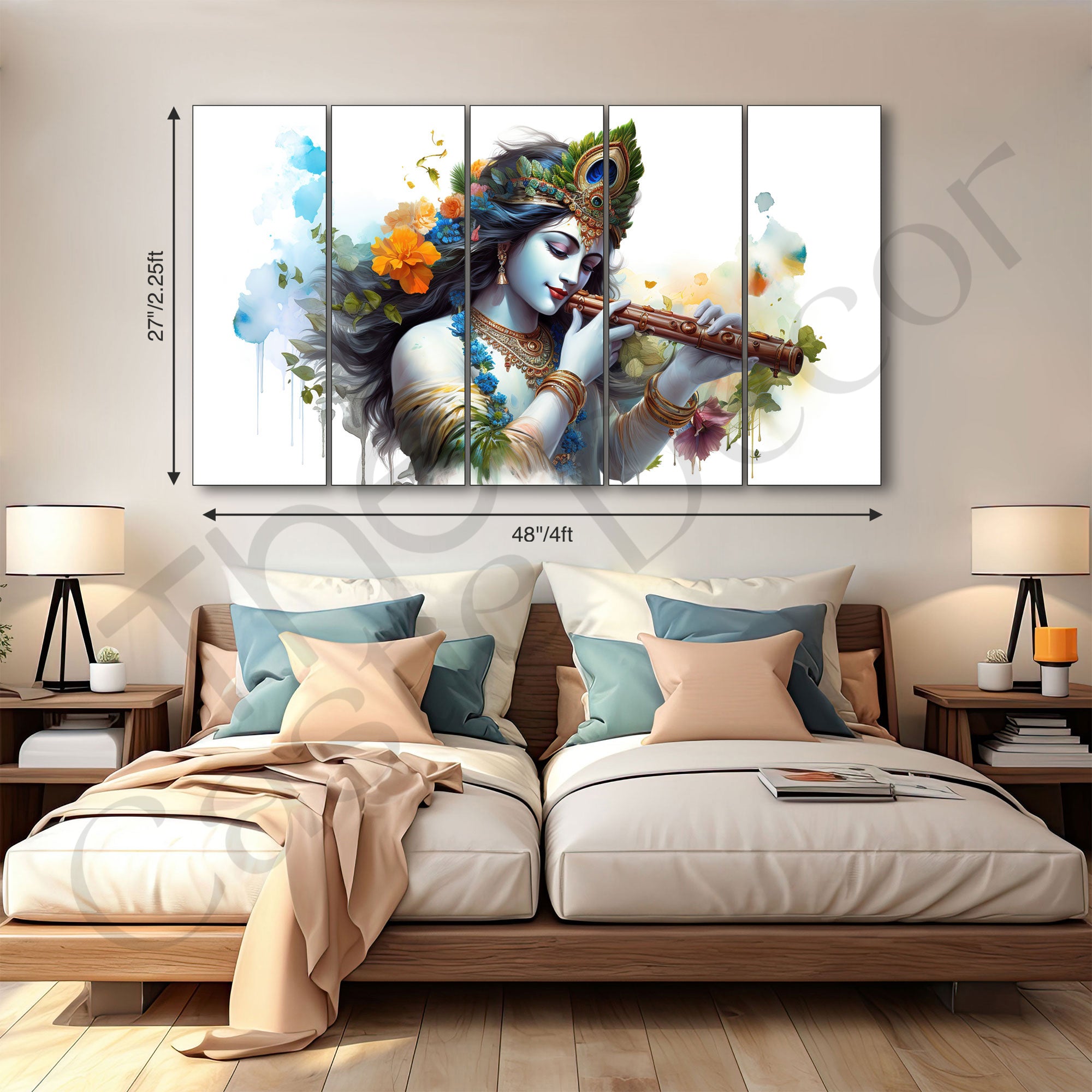 Krishna Ji Painting with frame Big Size Wall Art for living room,Bedroom,Drawing room,Hotels
