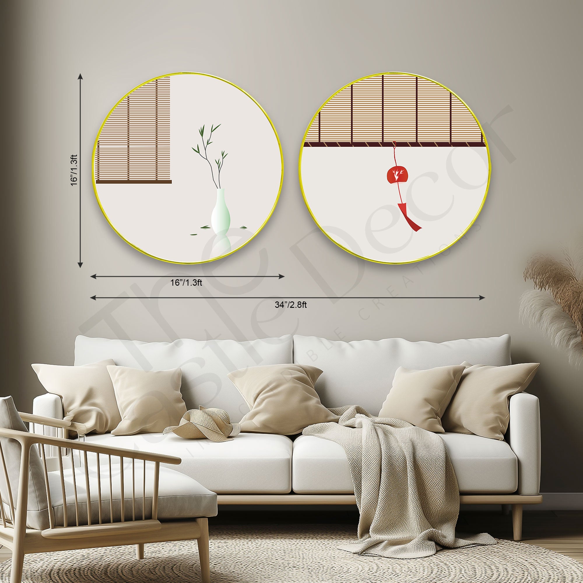 Abstract Sparkle Wooden Wall Plates Set of 2 for Home Decoration Art-47