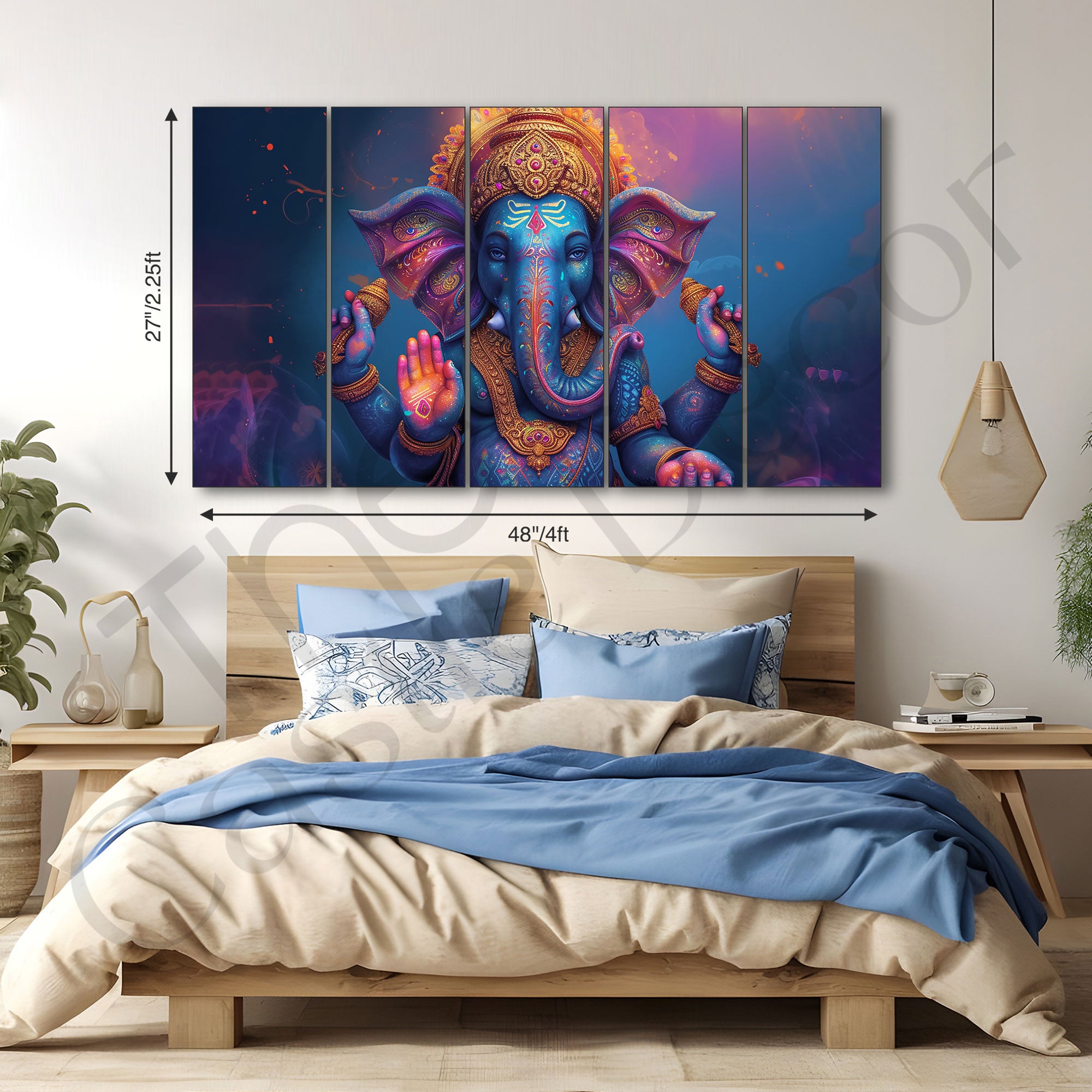 Lord Ganesha Painting with frame Big Size Wall Art for living room,Bedroom,Drawing room,Hotels