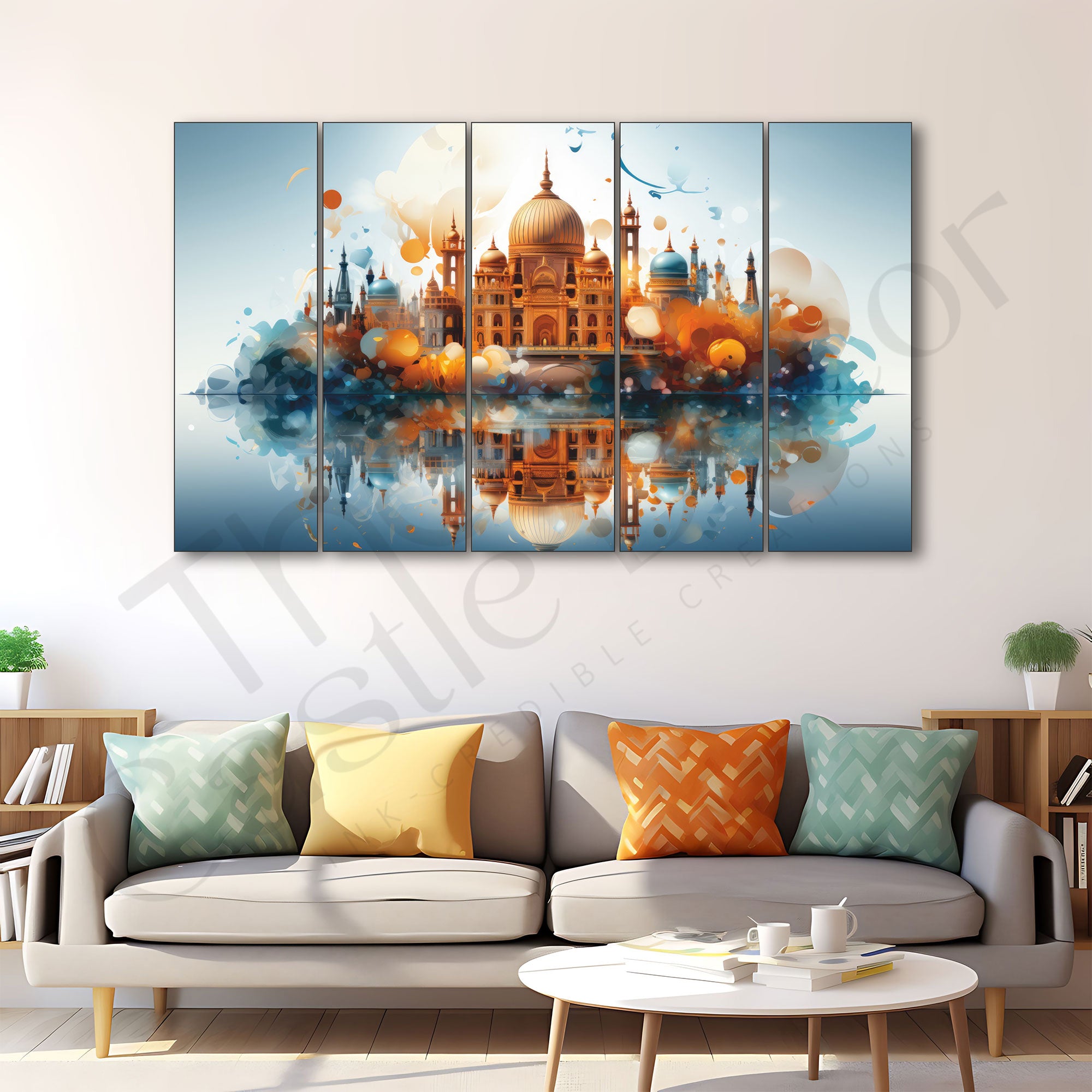 The Castle Decor Secularism painting with frame 5 Big Size Wall Art for living room,Bedroom,Drawing room,Hotels-Digital Painting