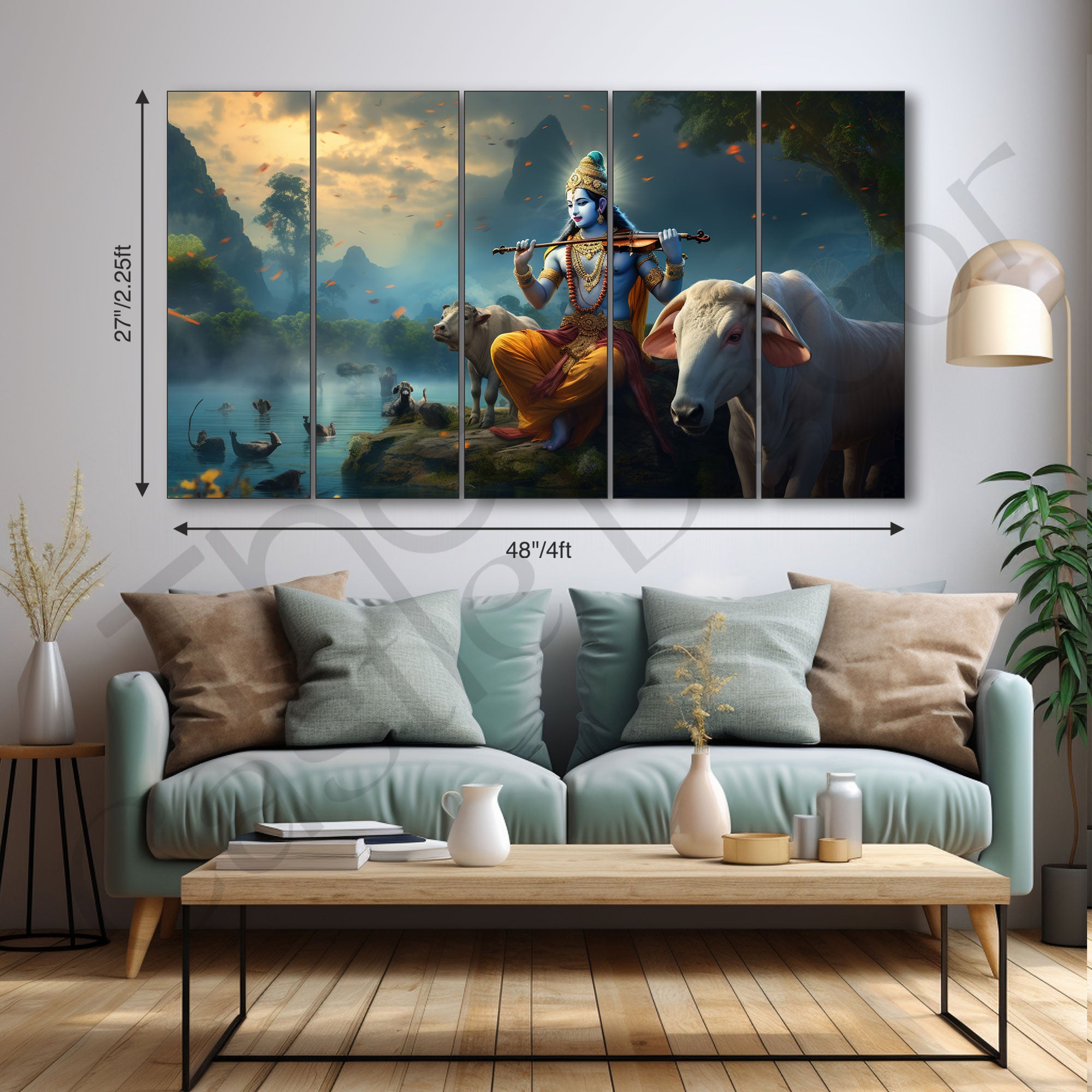 Krishna Ji Painting with frame Big Size Wall Art for living room,Bedroom,Drawing room,Hotels