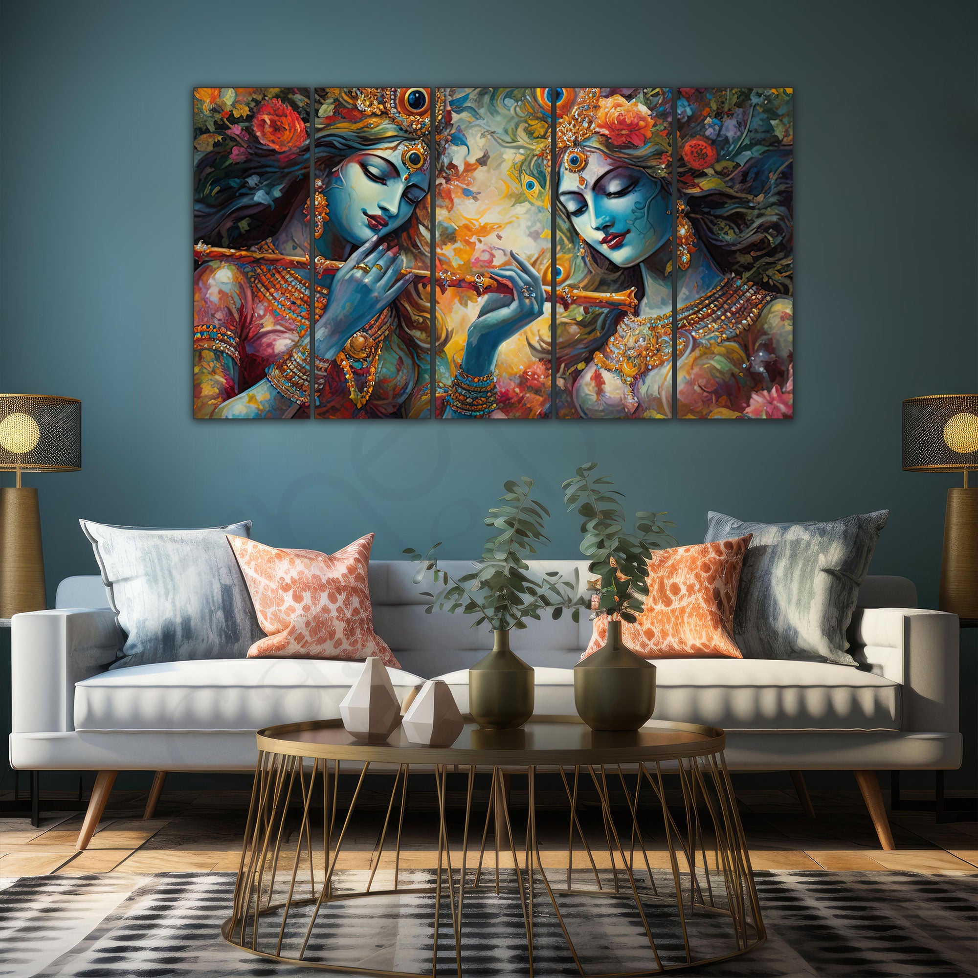 Radha Krishna Painting with frame Big Size Wall Art for living room,Bedroom,Drawing room,Hotels