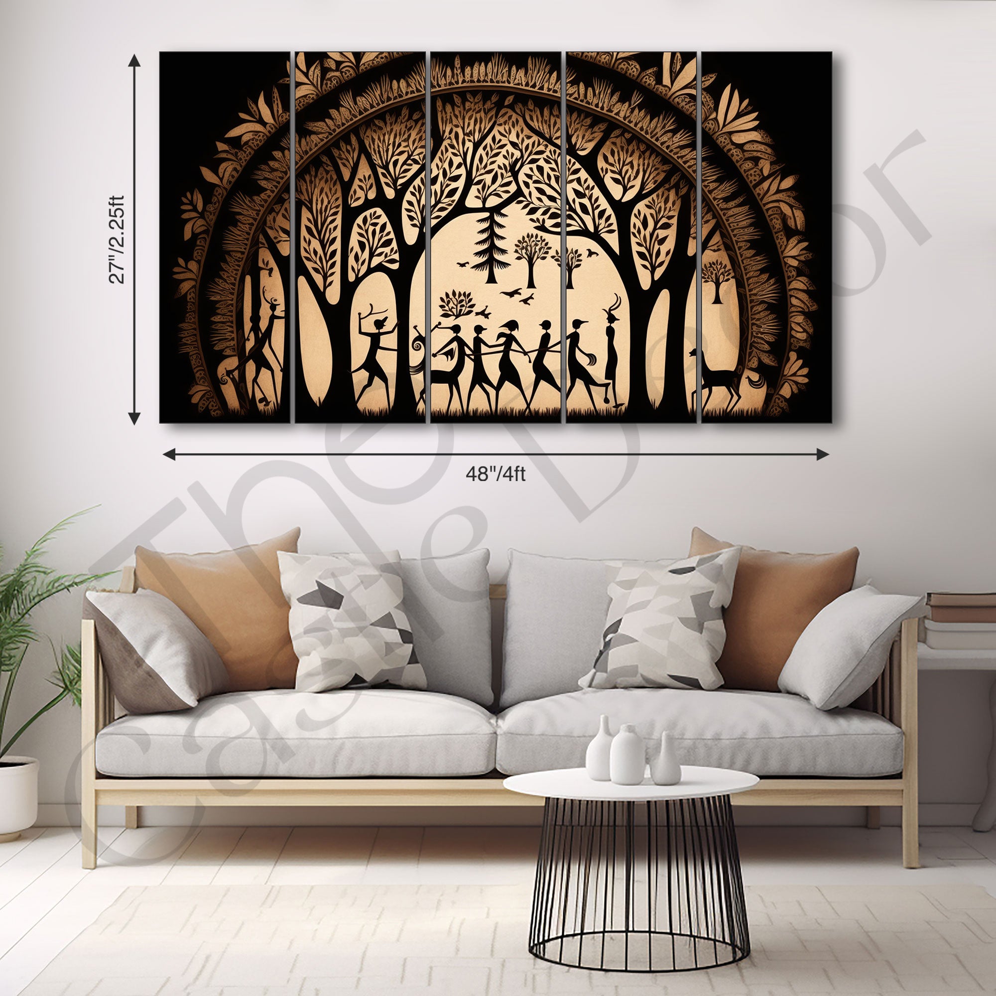 Warli Art Painting with frame Big Size Wall Art for living room,Bedroom,Drawing room,Hotels