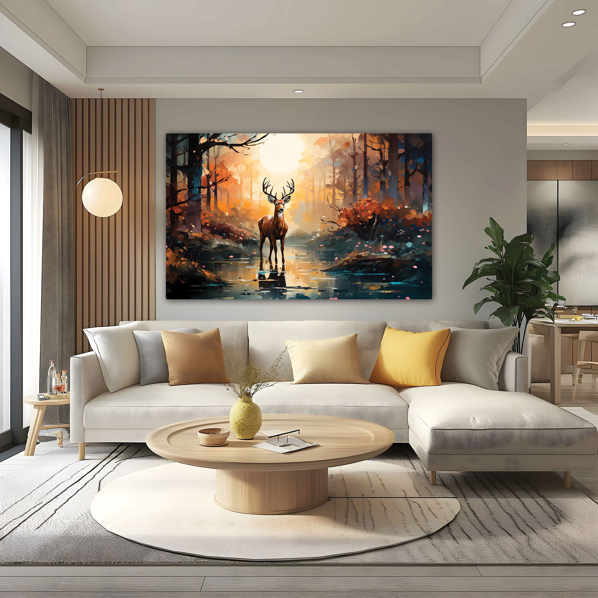Deer Abstract Canvas painting with frame Big Size Wall Art for living room,Bedroom,Drawing room,Hotels