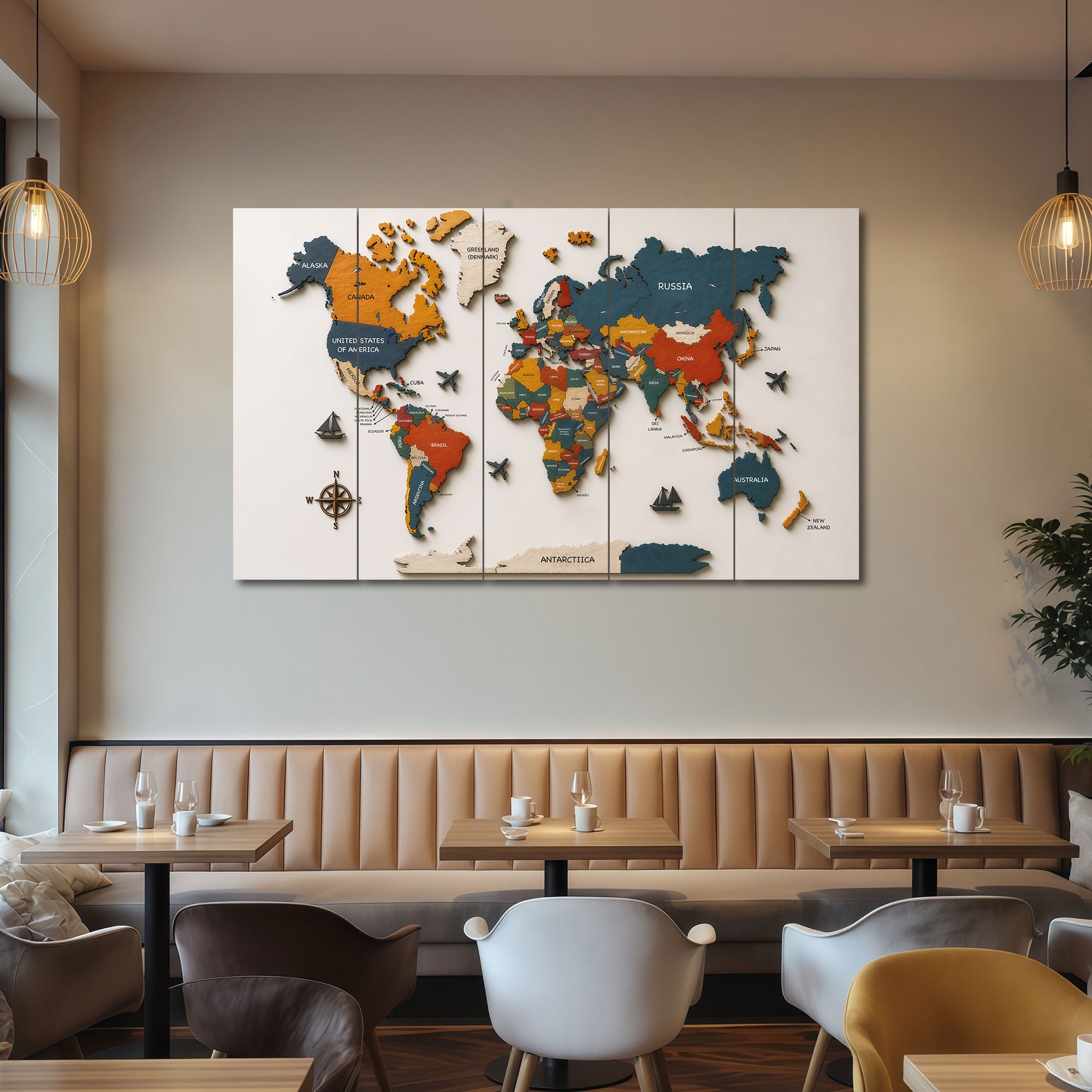 Map Painting with frame Big Size Wall Art for living room,Bedroom,Drawing room,Hotels