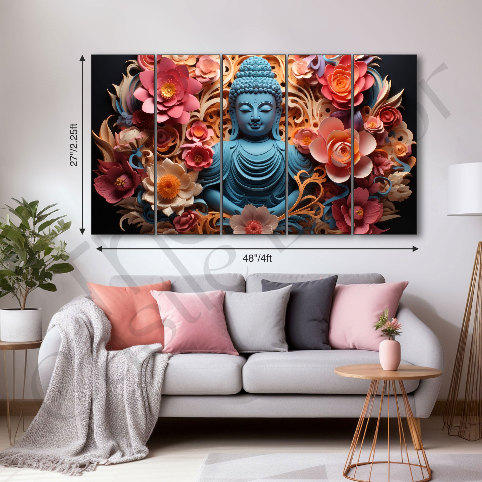 Lord Budha Painting with frame Big Size Wall Art for living room,Bedroom,Drawing room,Hotels