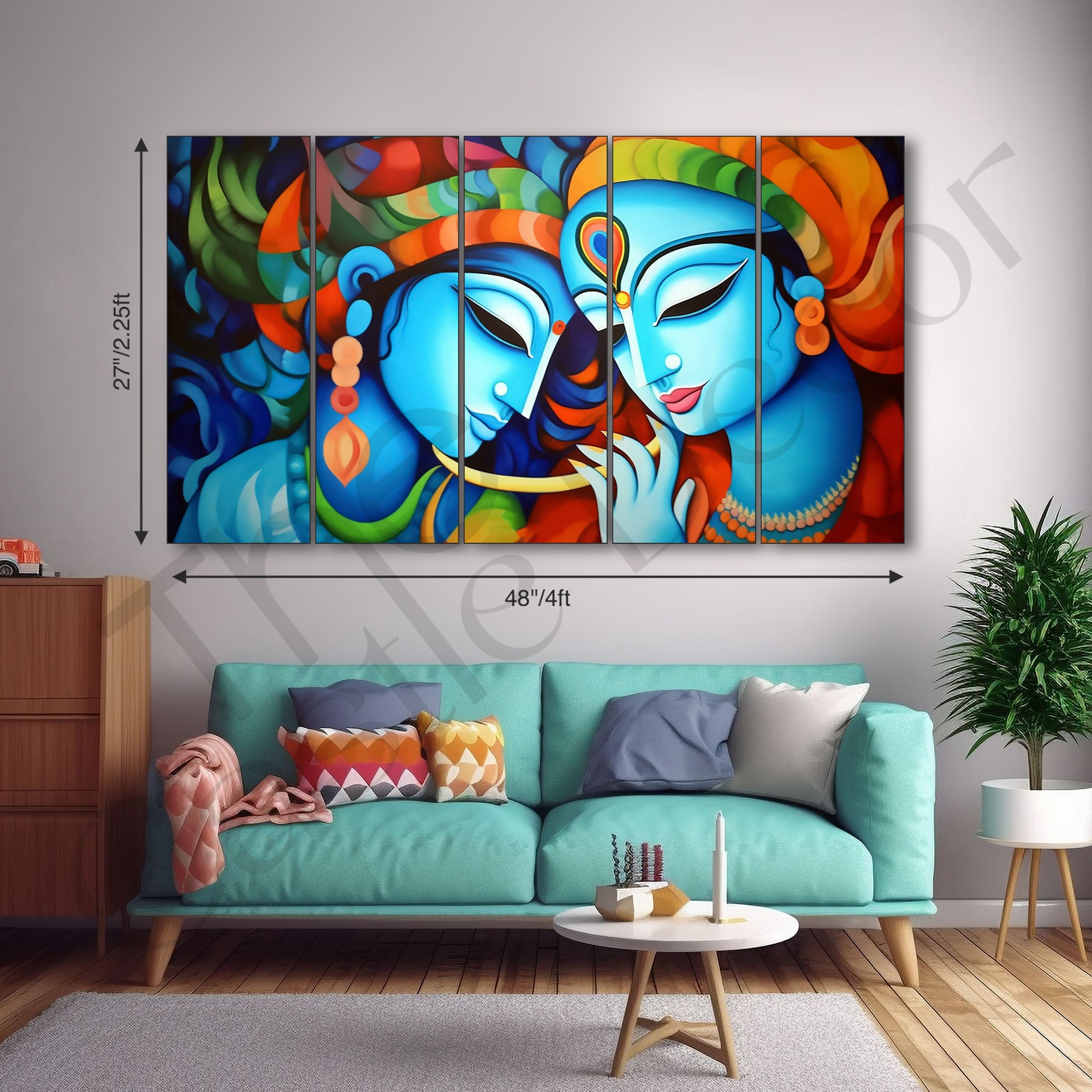 Radha Krishna Painting with frame Big Size Wall Art for living room,Bedroom,Drawing room,Hotels