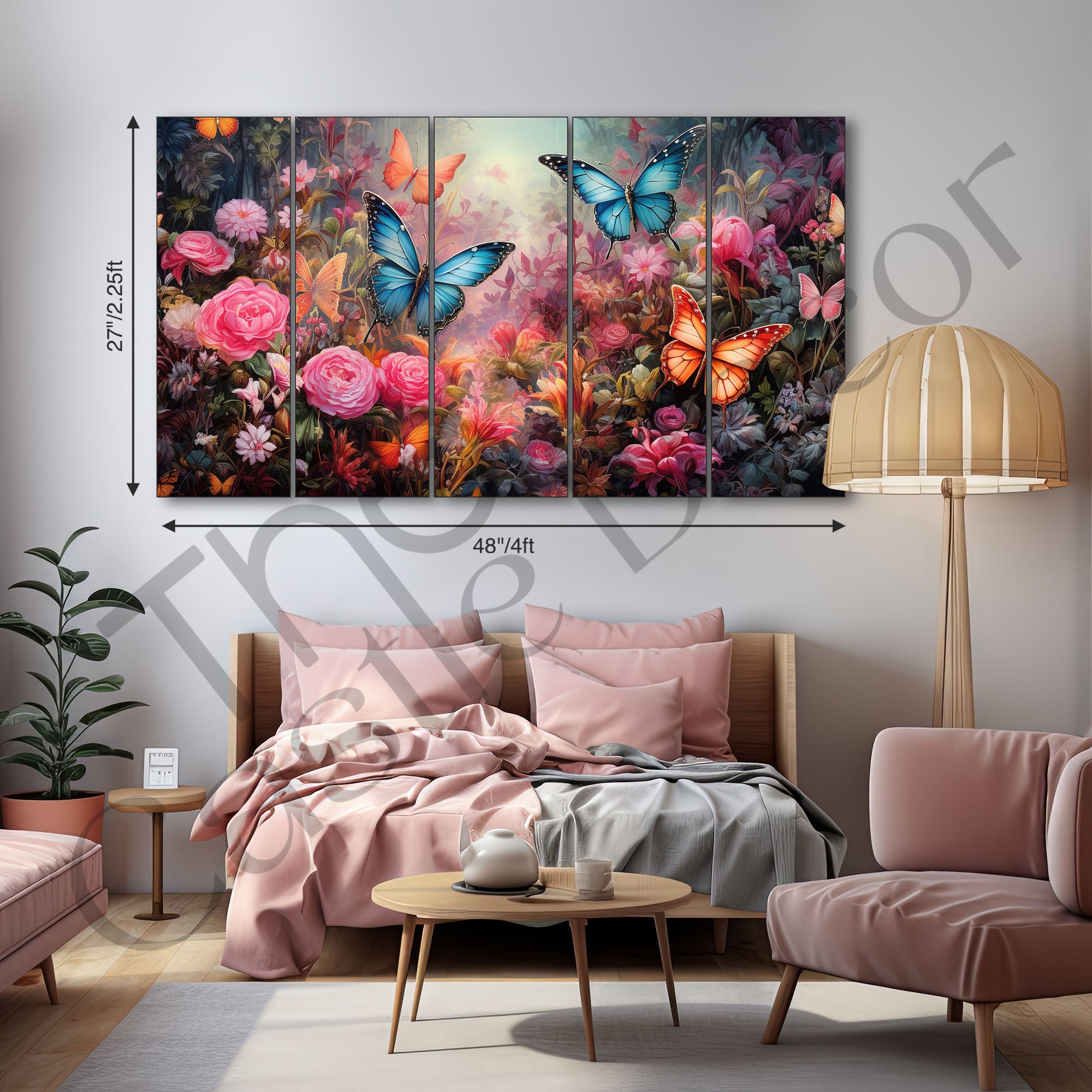 Butterflies Painting with frame Big Size Wall Art for living room,Bedroom,Drawing room,Hotels