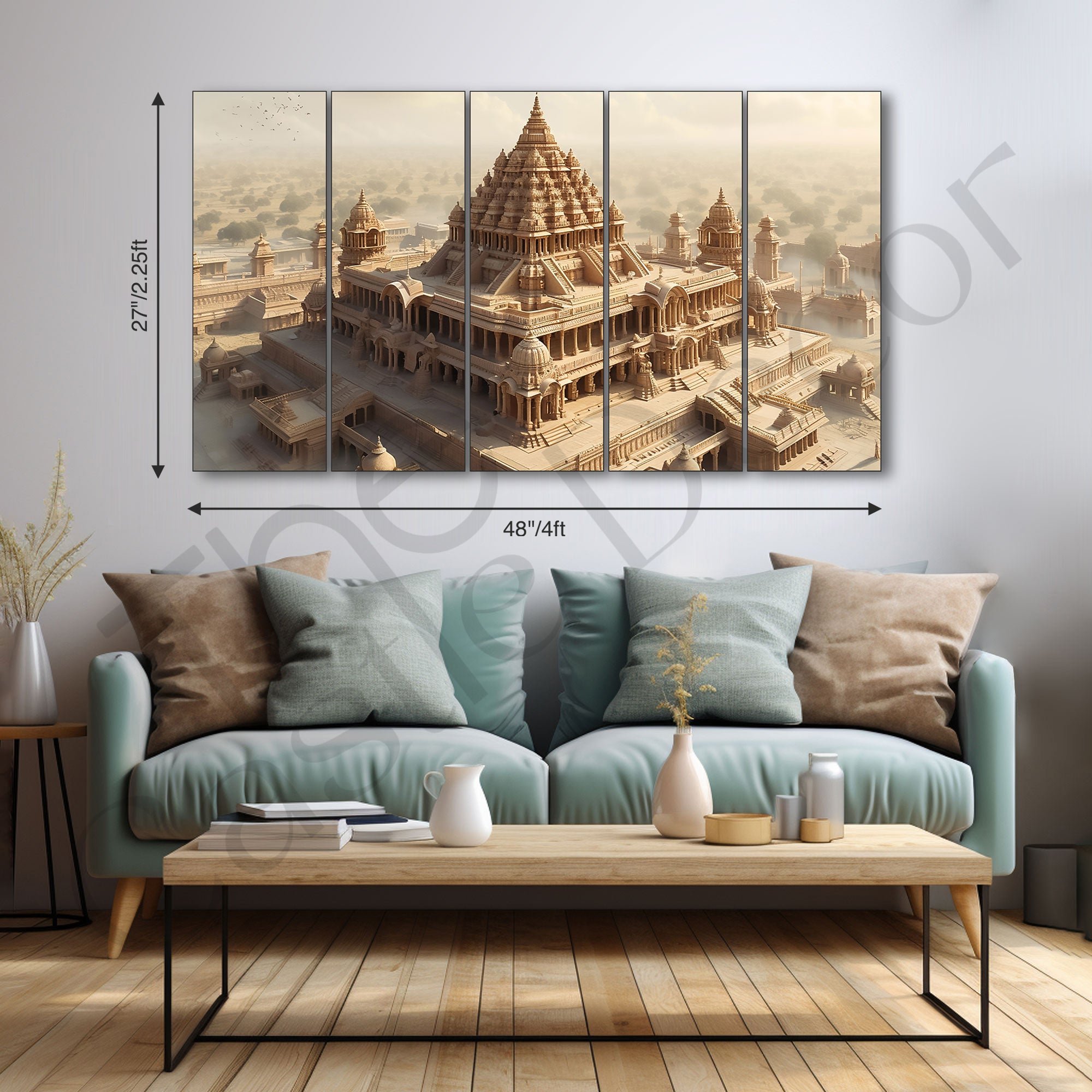 Ram Mandir Painting with frame Big Size Wall Art for living room,Bedroom,Drawing room,Hotels
