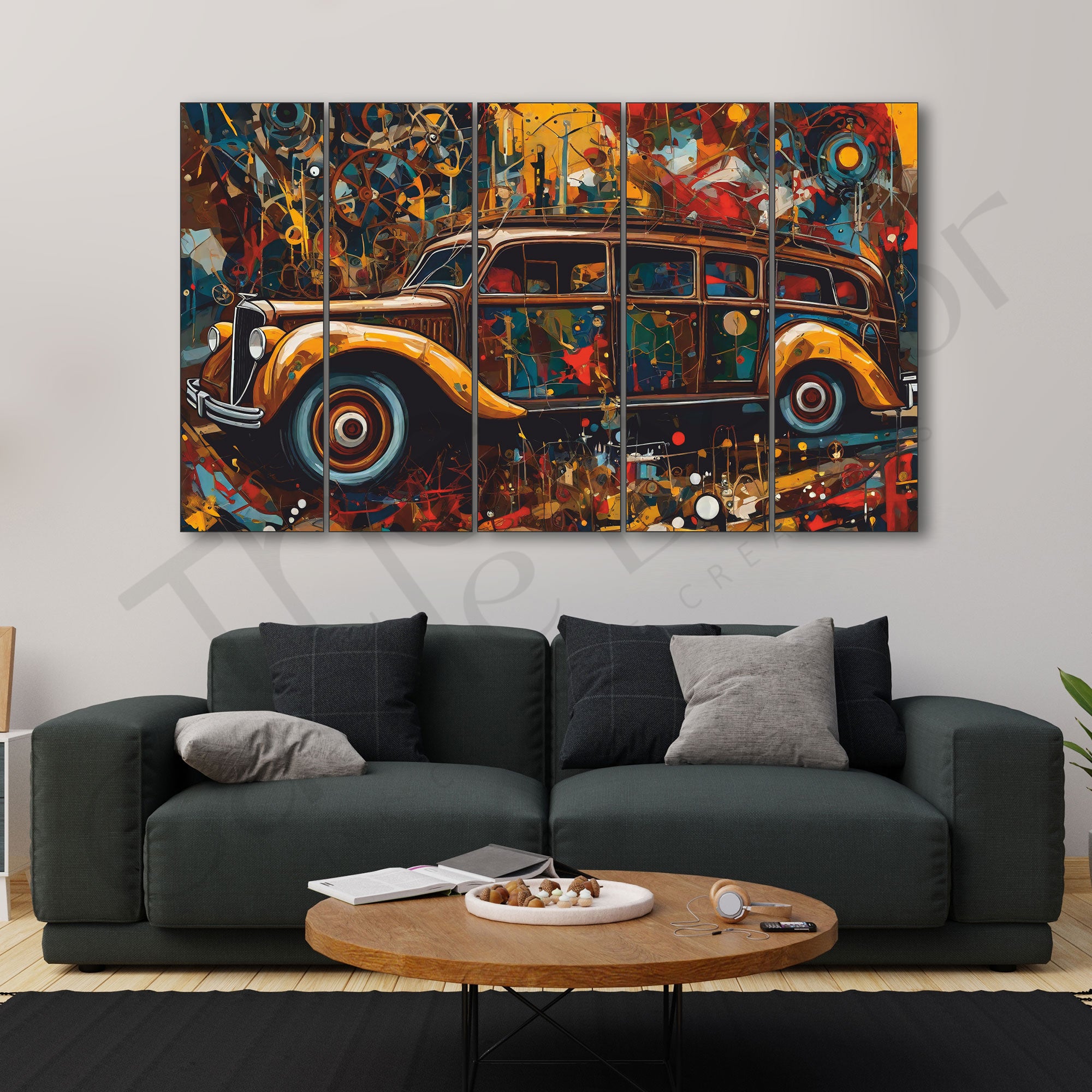 Vintage multicolour Painting Set of 5 for Home Decoration