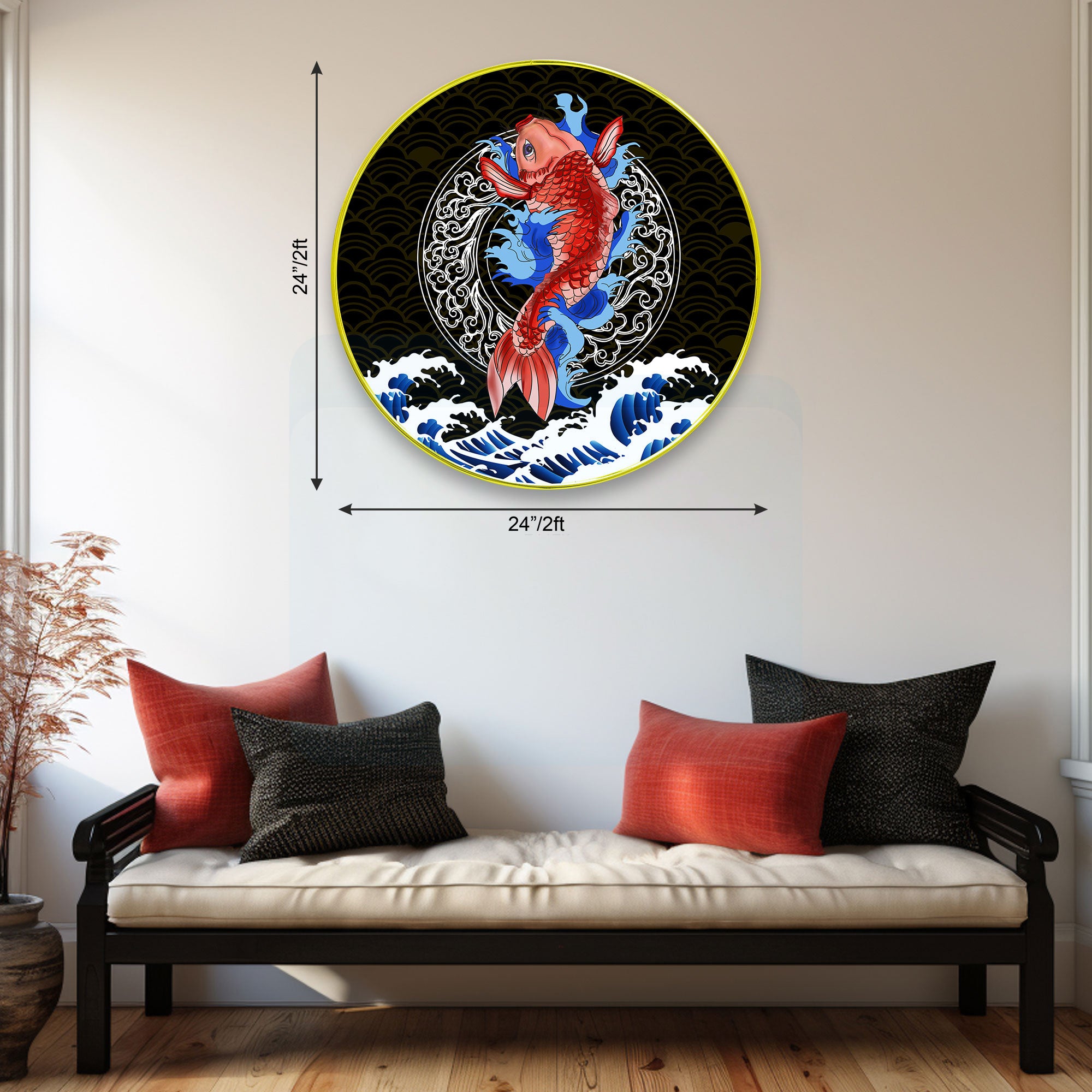 Fishes Sparkle Wooden Wall Plate for Home Decoration Art-30