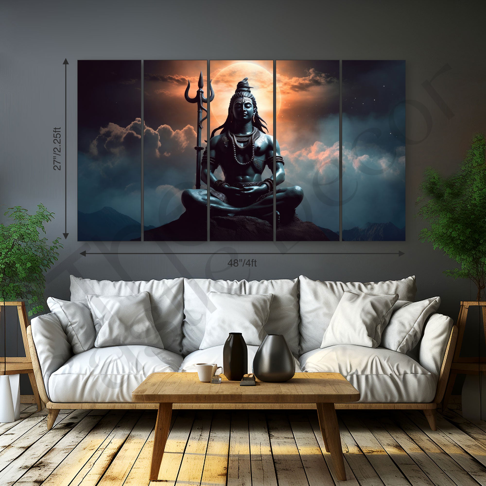 Lord Shiva Painting with frame Big Size Wall Art for living room,Bedroom,Drawing room,Hotels