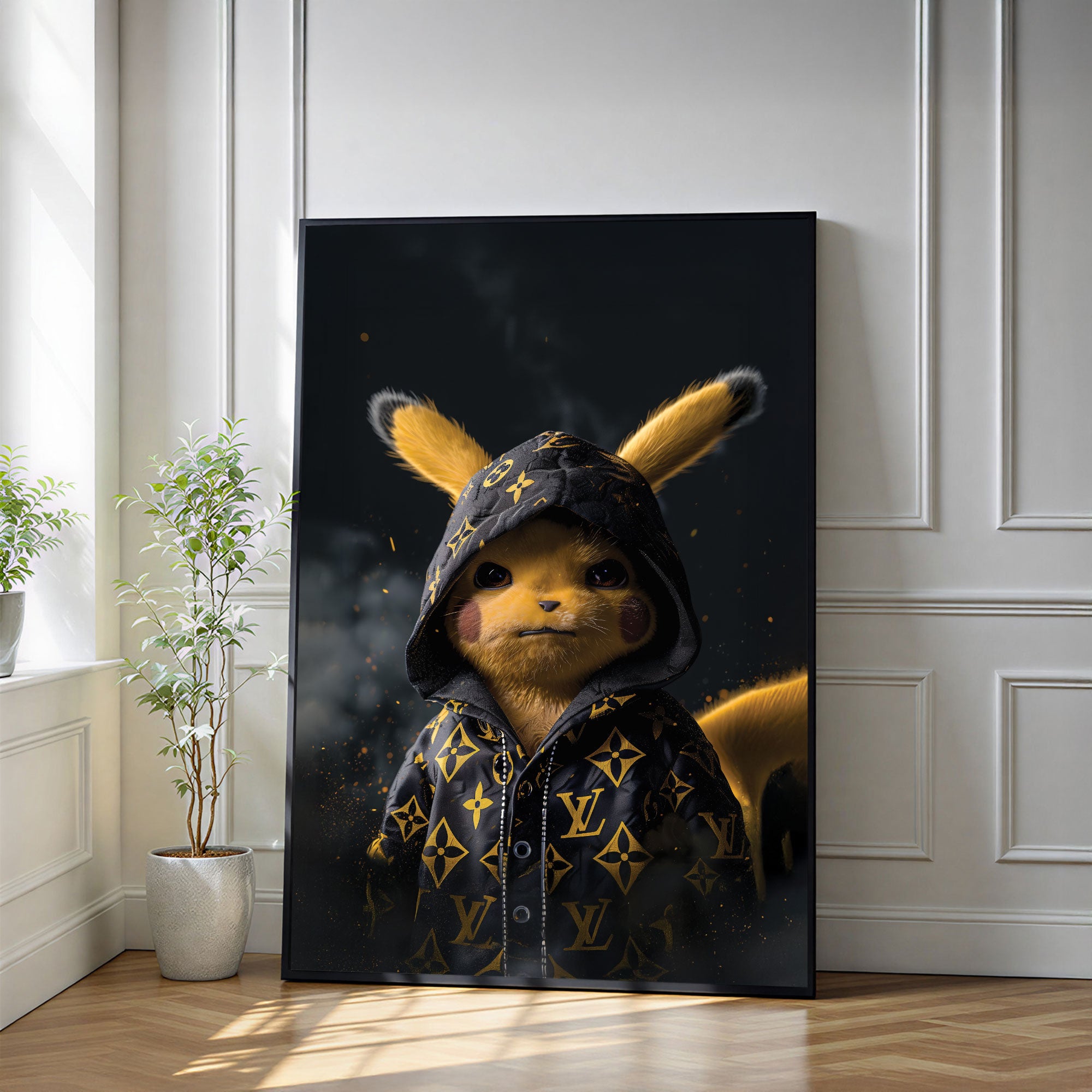 The Castle Decor Pikachu Inspired Wall Art – Motivational Pop Art Poster, Luxury Sparkle Finish Wall Décor, 20×30 Inch for Home, Office & Gaming Room