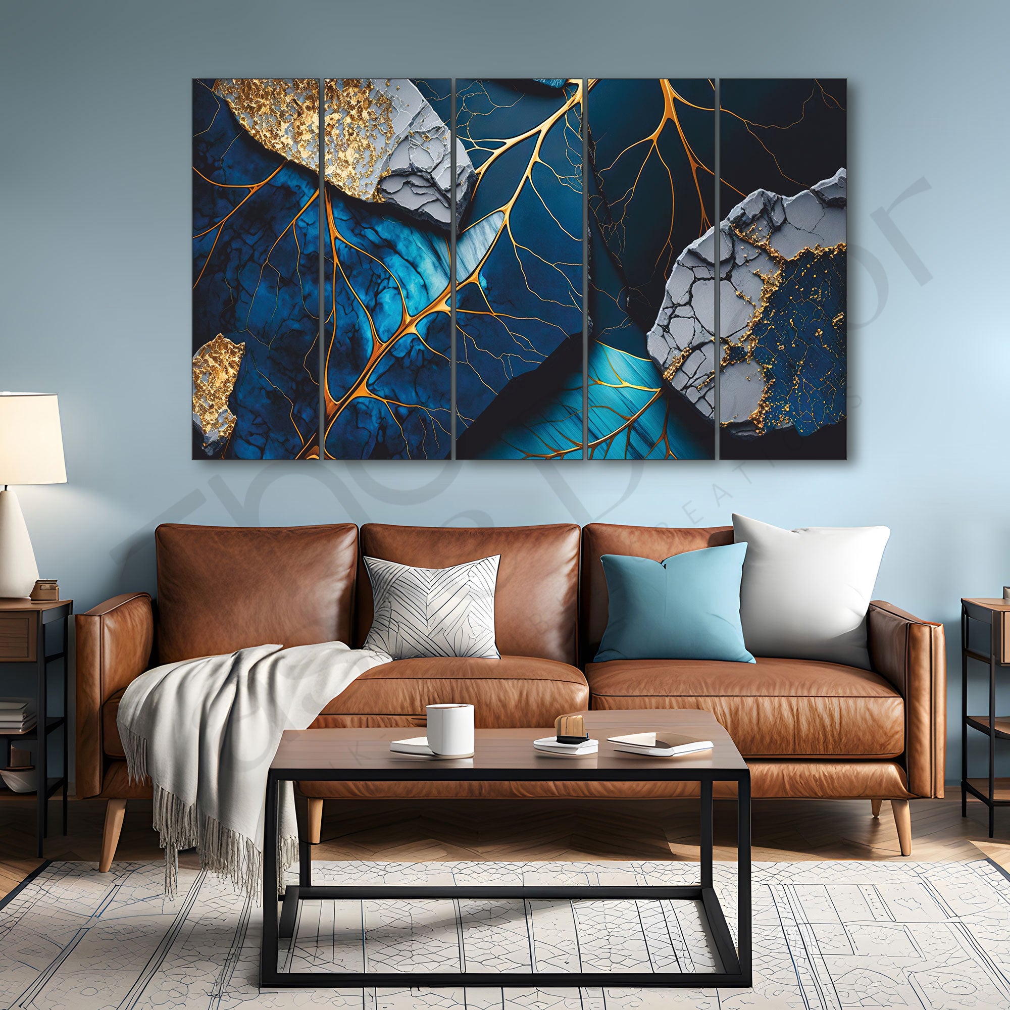 Marble Ink Painting Set of 5 for Home Decoration